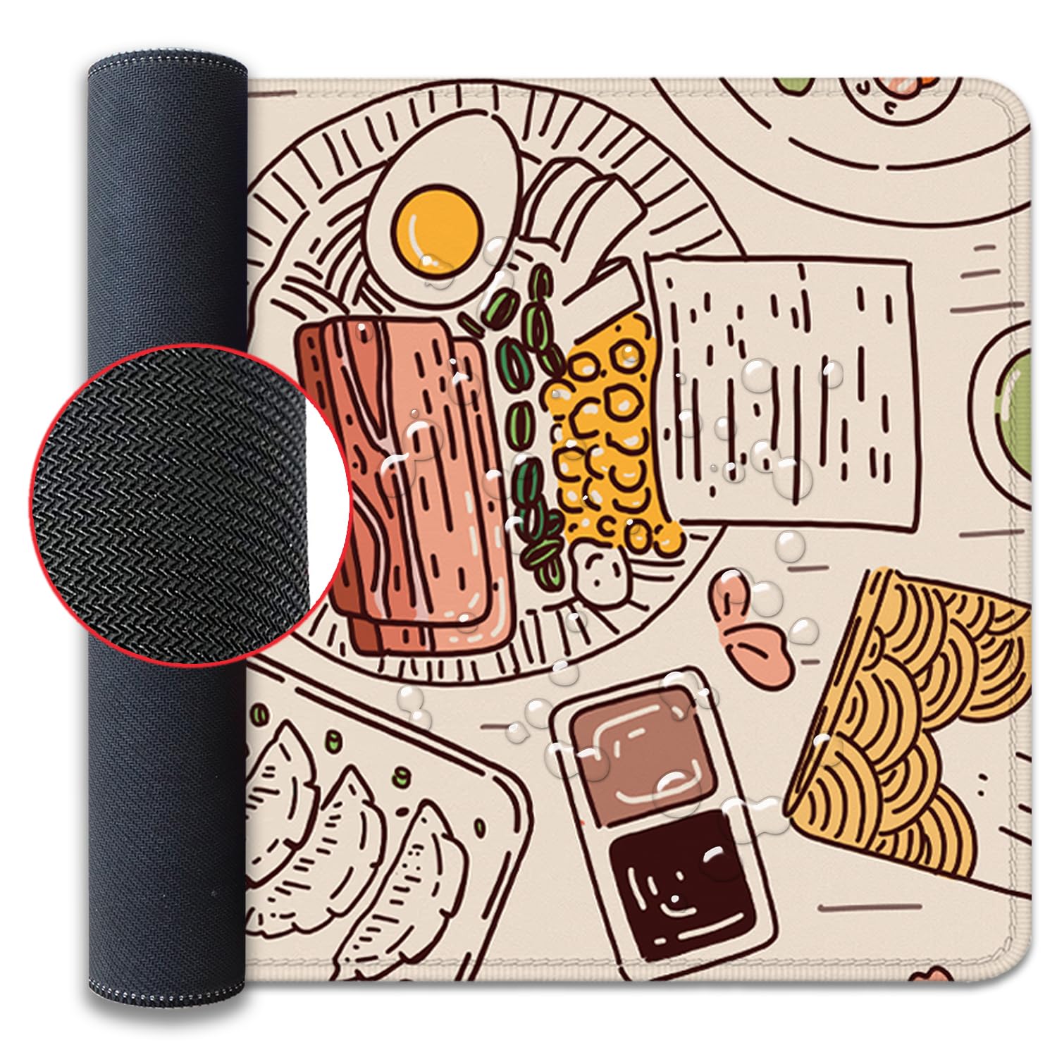 Japanese Ramen Sushi Themed Large Desk Mat - 27.5x11.8 Inch Non-Slip Mouse Pad for Gaming, Office & Home Workspace - Perfect for Anime Lovers, Food Enthusiasts & PC Gamers (Black)