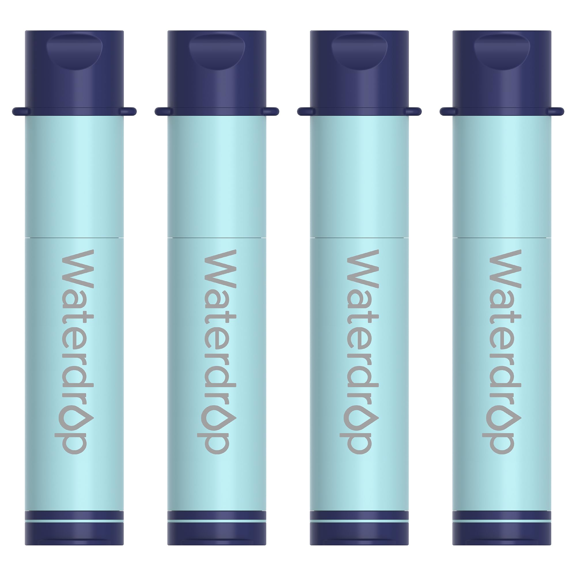 Waterdrop Water Filter Straw - Portable Water Purifier for Camping, Hiking, Travel & Emergency Preparedness - 4 Pack Light Blue Survival Water Filtration System - Perfect for Outdoor Adventures, Natural Disasters & Everyday Use