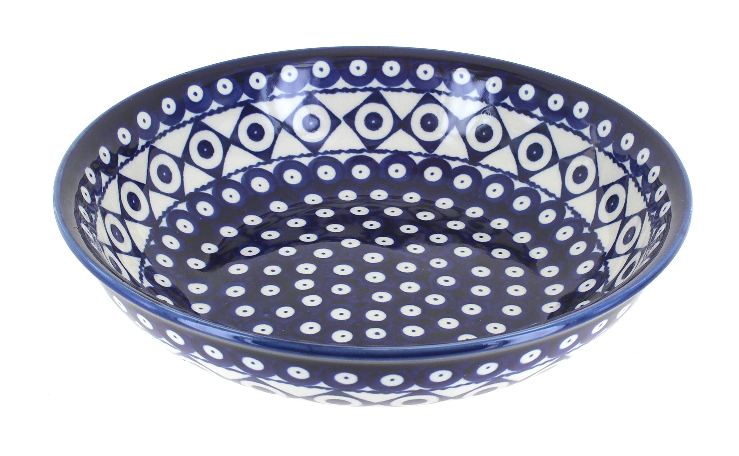 Blue Rose Polish Pottery Xandra Large Salad Bowl - Handmade Ceramic Serving Bowl for Salads, Pasta & Fruit - Perfect for Dinner Parties, Family Gatherings & Holiday Entertaining