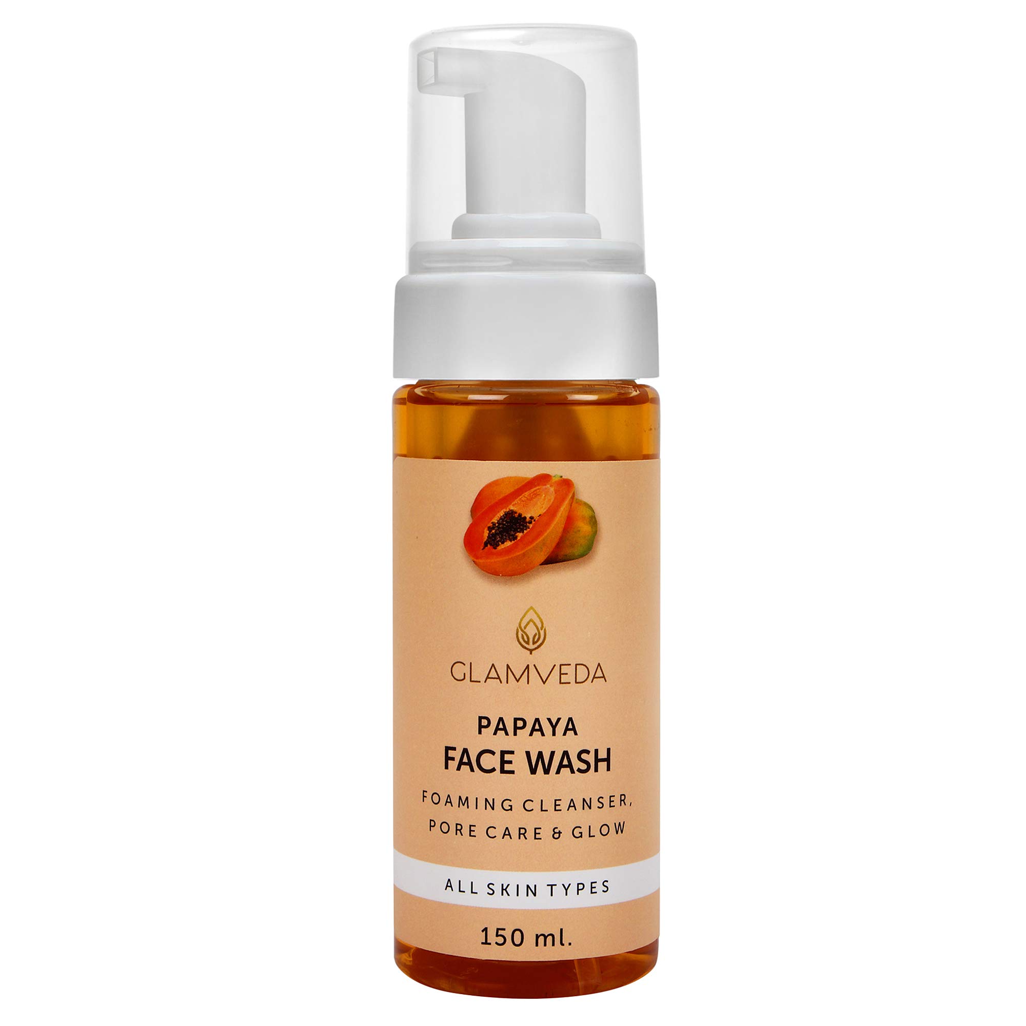 Papaya Anti-Tan & Glow Foaming Face Wash for Brightening & Tan Removal - 150ml | Orange Scent | Suitable for Daily Skincare & Sun-Damaged Skin