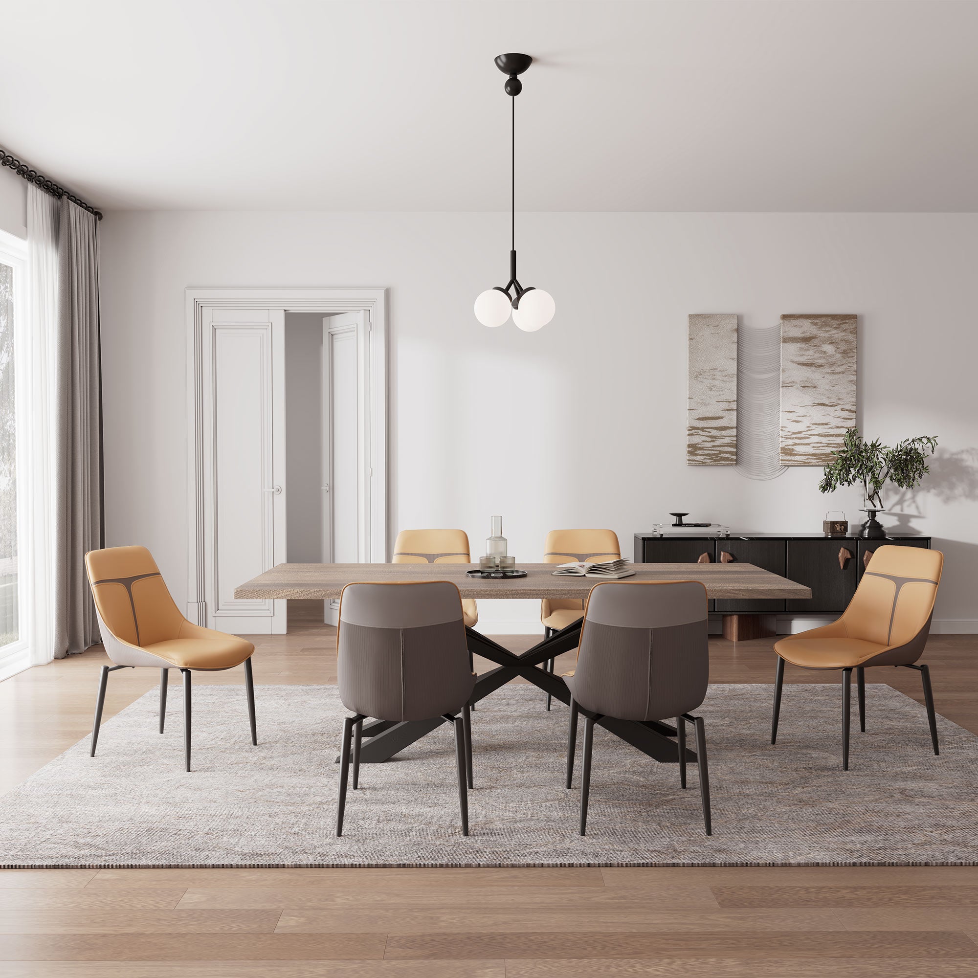 Luxury Upholstered Dining Chairs Set of 2 - Modern Turmeric & Gray Accent Side Chairs for Elegant Dining Room, Kitchen, or Home Office Decor