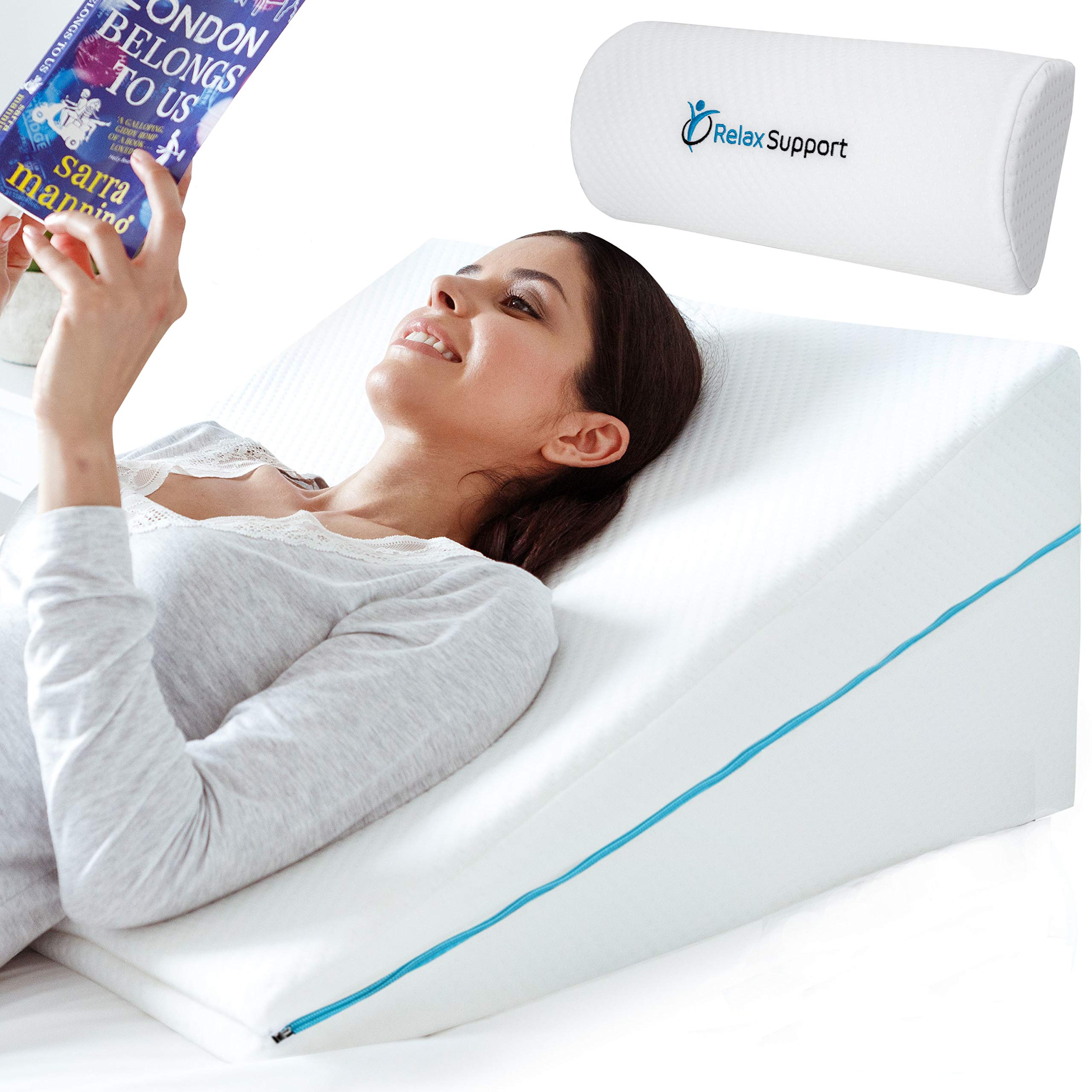 RS6 Memory Foam Bed Wedge Pillow - Adjustable 3-in-1 Design for Sleeping, Acid Reflux & Pregnancy Support - Ergonomic Reading & Snoring Relief Pillow for Back, Neck & Leg Comfort - Perfect for Home, Hospital & Post-Surgery Recovery