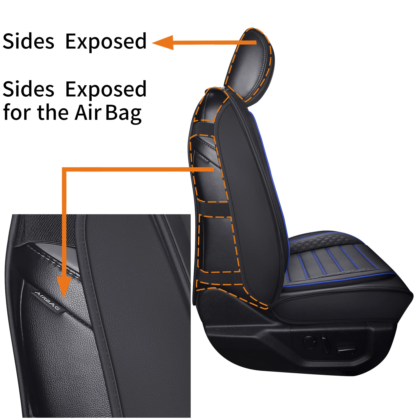 YIERTAI Waterproof Faux Leather Seat Covers - Full Set 5PC for 2009-2025 Ford F150, 2017-2025 F250 F350 F450 Limited & SuperCrew Pickup Trucks - Black & Blue Design - Perfect for Off-Roading, Daily Commute & Truck Protection