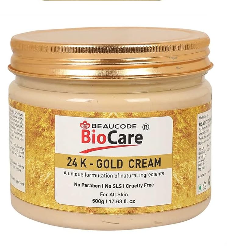 Beaucode BioCare 24K Gold Anti-Aging Face Cream - 500g Hydrating Moisturizer for Women & Men, All Skin Types | Paraben-Free, SLS-Free, Sulfate-Free & Cruelty-Free | Day & Night Skincare Routine