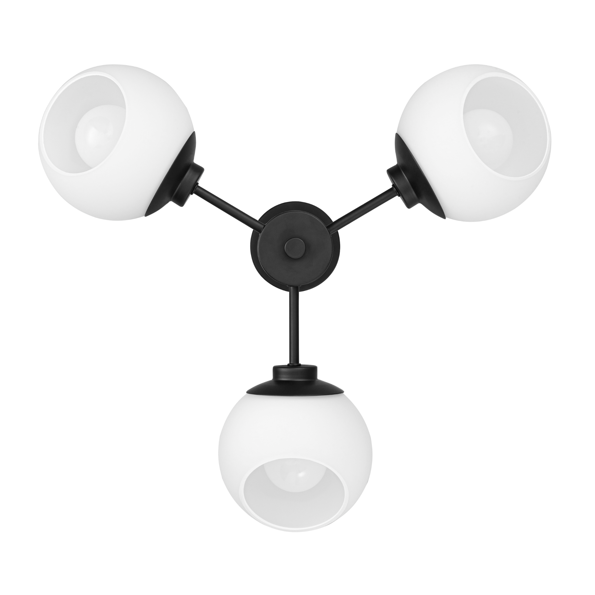 3-Light Stoll Chandelier with Opal Glass Shades - Matte Black Finish for Dining Room, Living Room or Bedroom Lighting
