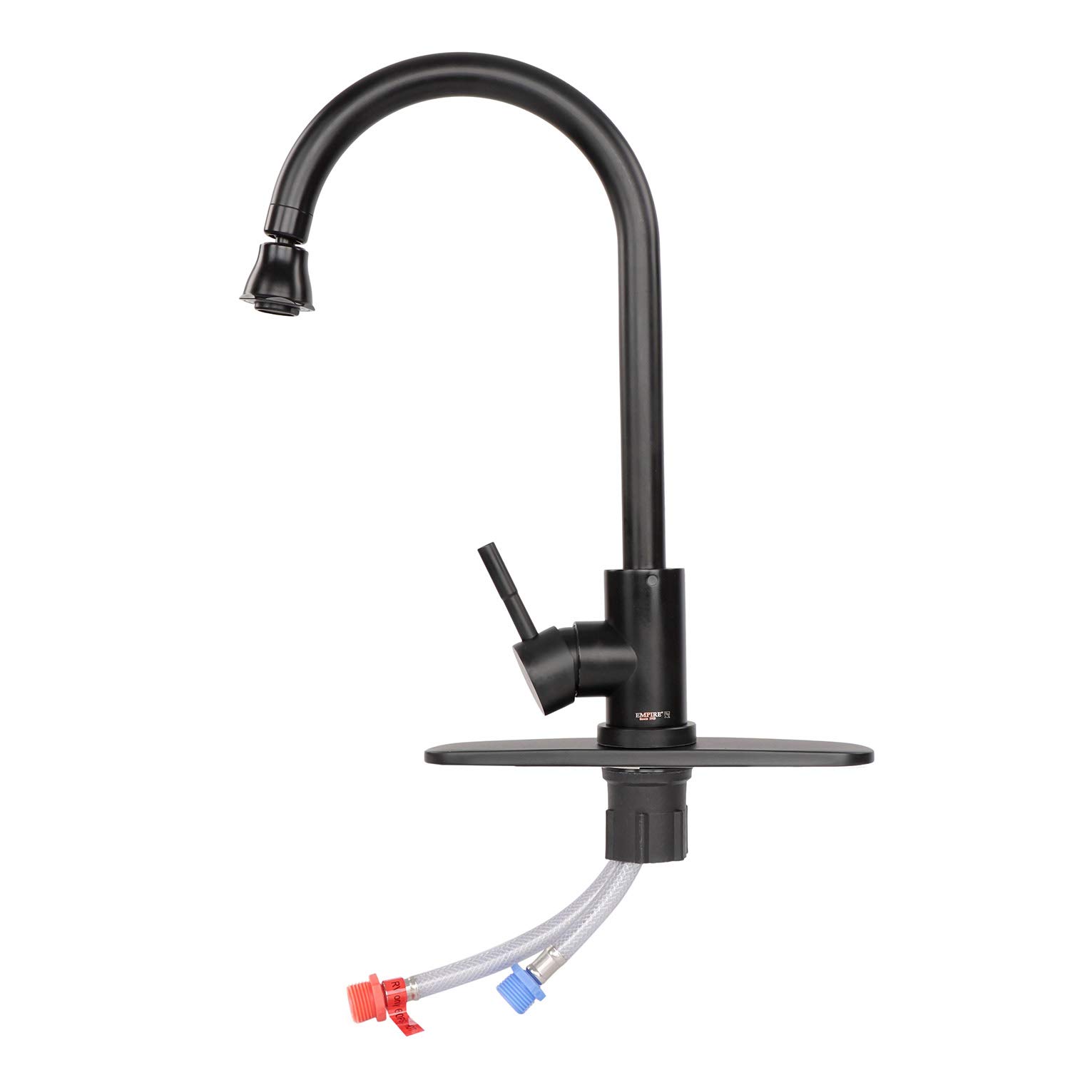 Black Gooseneck RV Kitchen Faucet with Sprayer - Perfect for Campers & Trailers