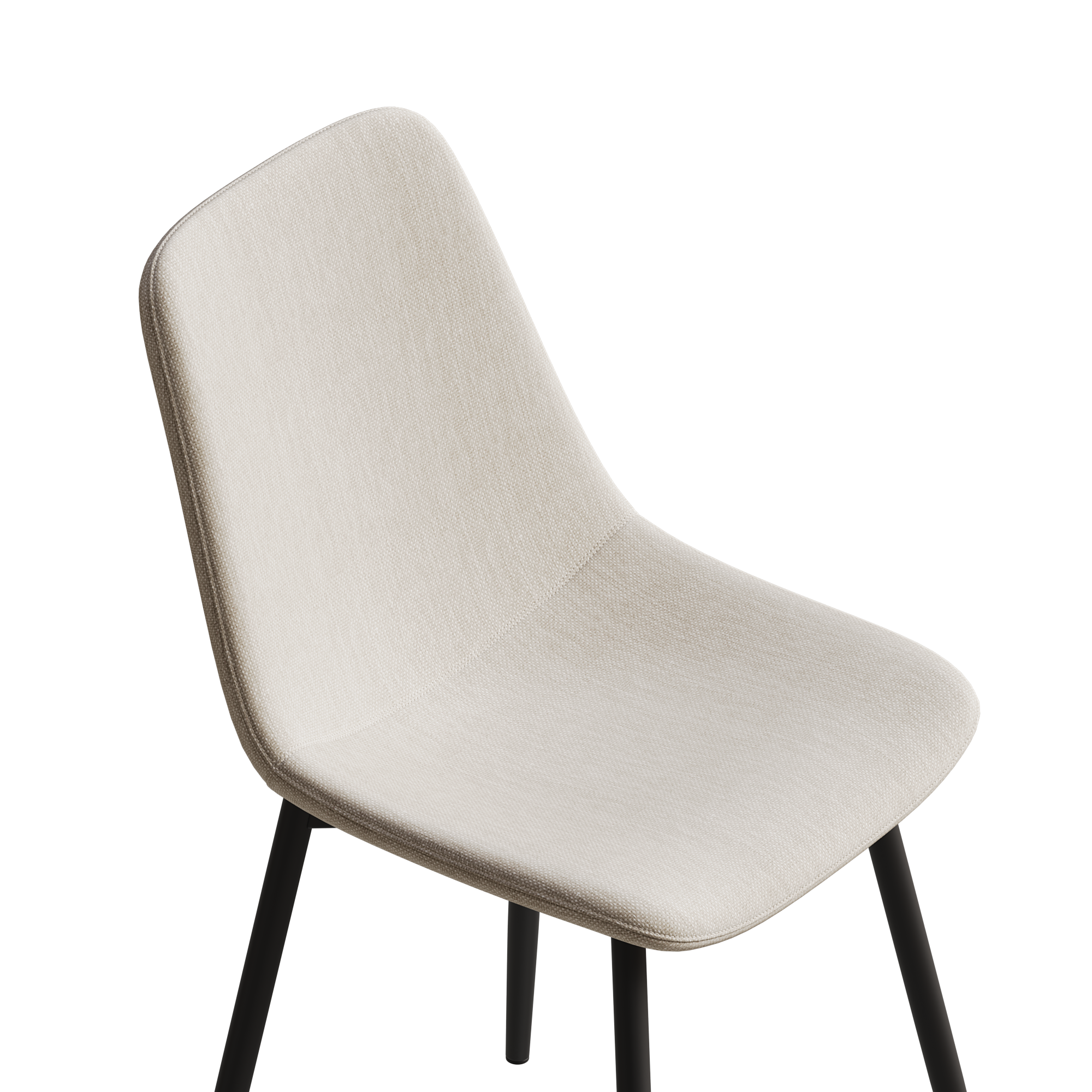 Modern Kitchen Dining Chairs Set of 4 - Linen Padded Seats with Sturdy Black Metal Legs (Beige) - Perfect for Home, Office, Restaurant & Cafe Use