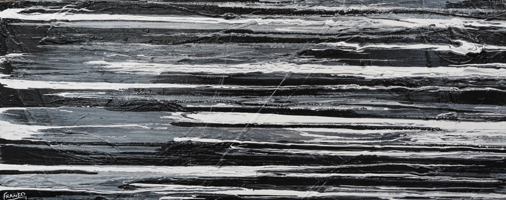 Licorice Moments 200cm x 80cm Black White Grey Textured Abstract Canvas Art - Modern Wall Decor for Living Room, Bedroom & Office
