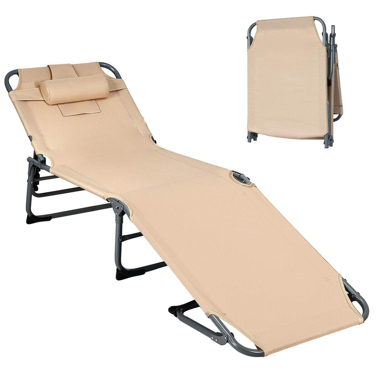 Adjustable Folding Chaise Lounge Chair Bed - Portable Recliner for Beach, Patio, Camping & Indoor Use - Outdoor & Living Room Furniture - Perfect for Relaxing, Sunbathing, and Lounging