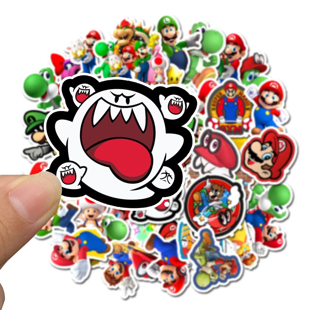 50PCS Mario Video Game & Anime Cartoon Waterproof Stickers - Durable Vinyl Decals for Water Bottles, Laptops, Cars, Notebooks - Perfect for Gifts, DIY Crafts & Personalizing Your Devices