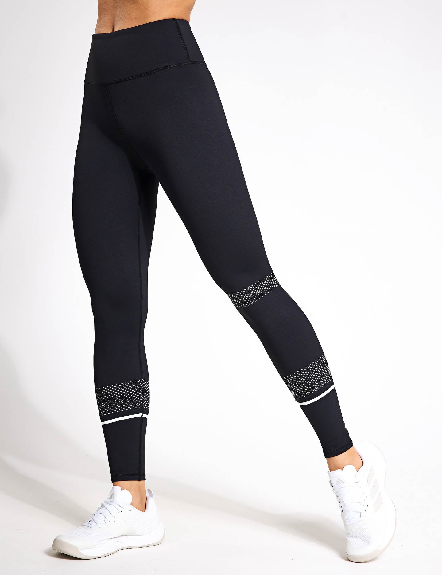 High Waist Full Length Leggings for Women - Black & White - Perfect for Yoga, Running, and Workout