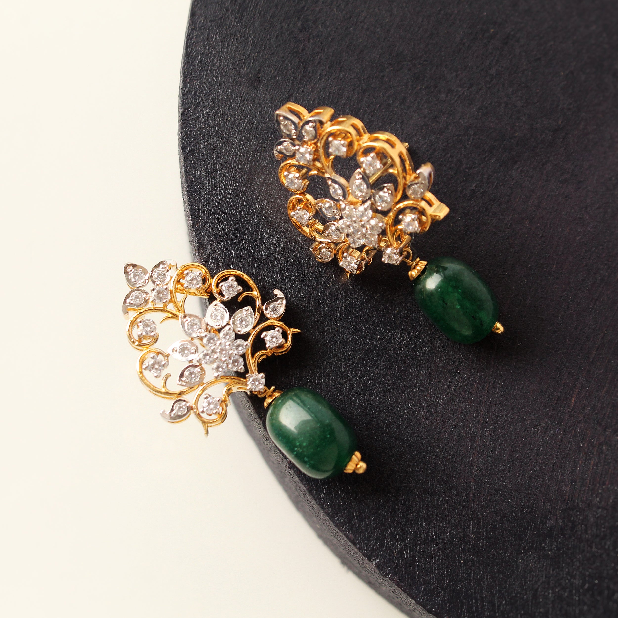 Exquisite Jade and Zircon Earrings for Women - Elegant Dangle Drop Earrings for Party, Wedding & Special Occasions