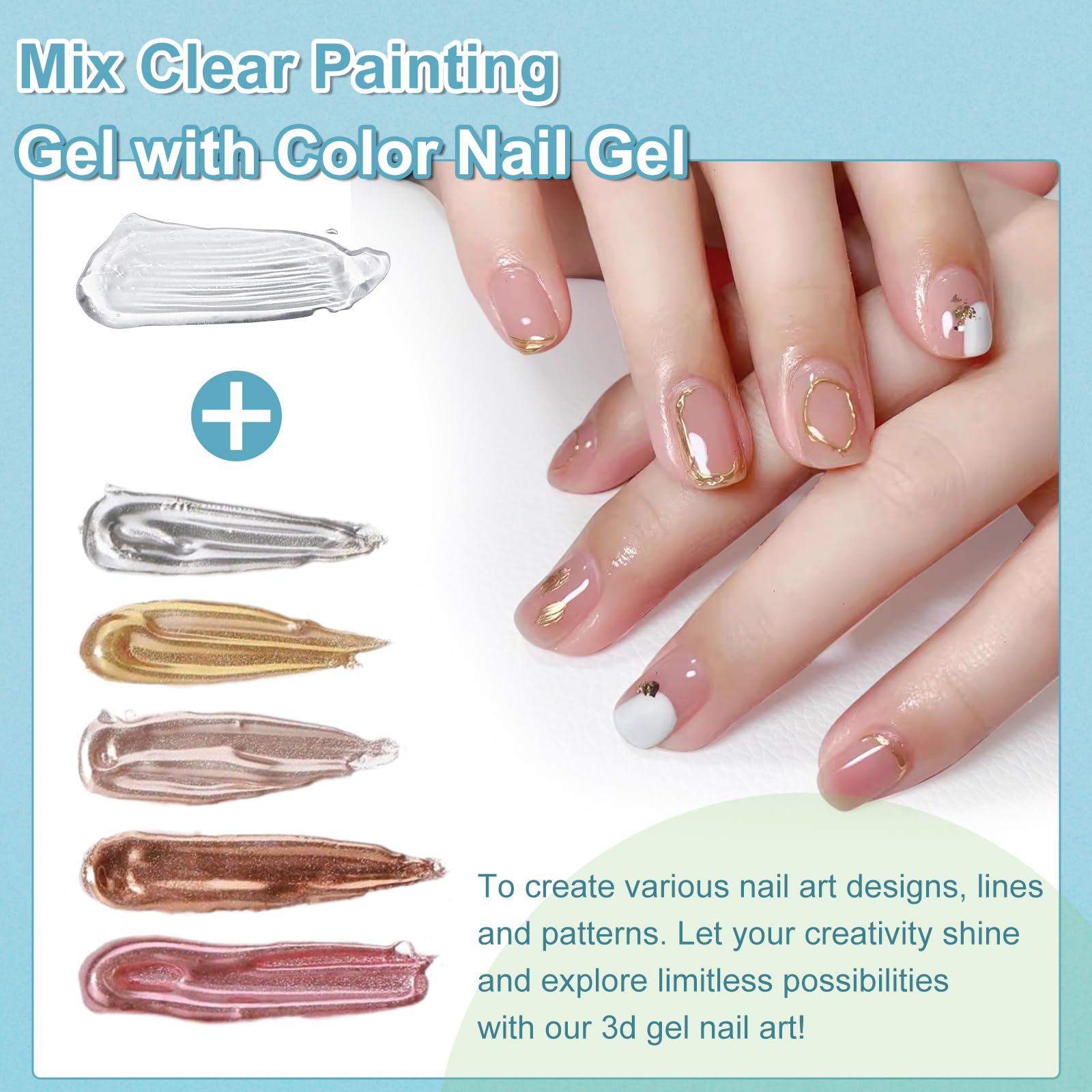 3D Nail Art Gel for Chrome Powder & Foil - Clear Painting Gel for Metallic Mirror Effect Nail Polish - Professional Sculpture Gel for 3D Nail Design - 15ml Bottle - Perfect for Salon, Home Manicure & Nail Art Enthusiasts