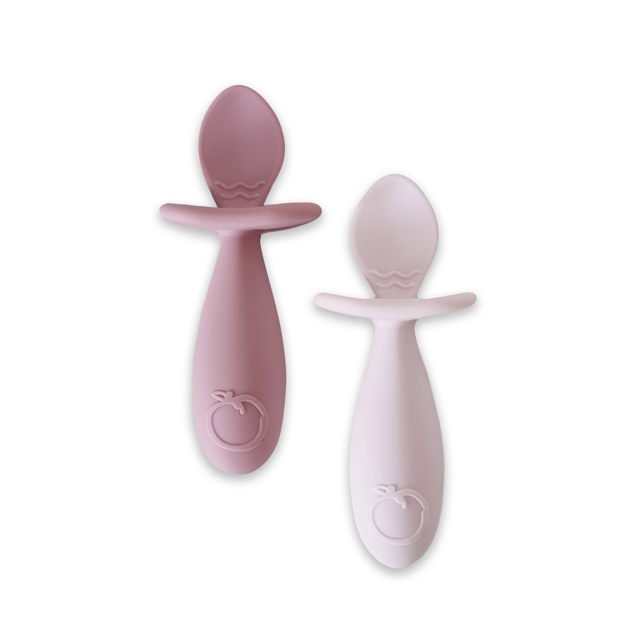Plum Silicone Easy Grip Baby Spoon Set - 2 Pack Soft Infant Feeding Utensils for Toddlers (Dusty Berry & Rose) - Perfect for Baby-Led Weaning, Purees & First Foods