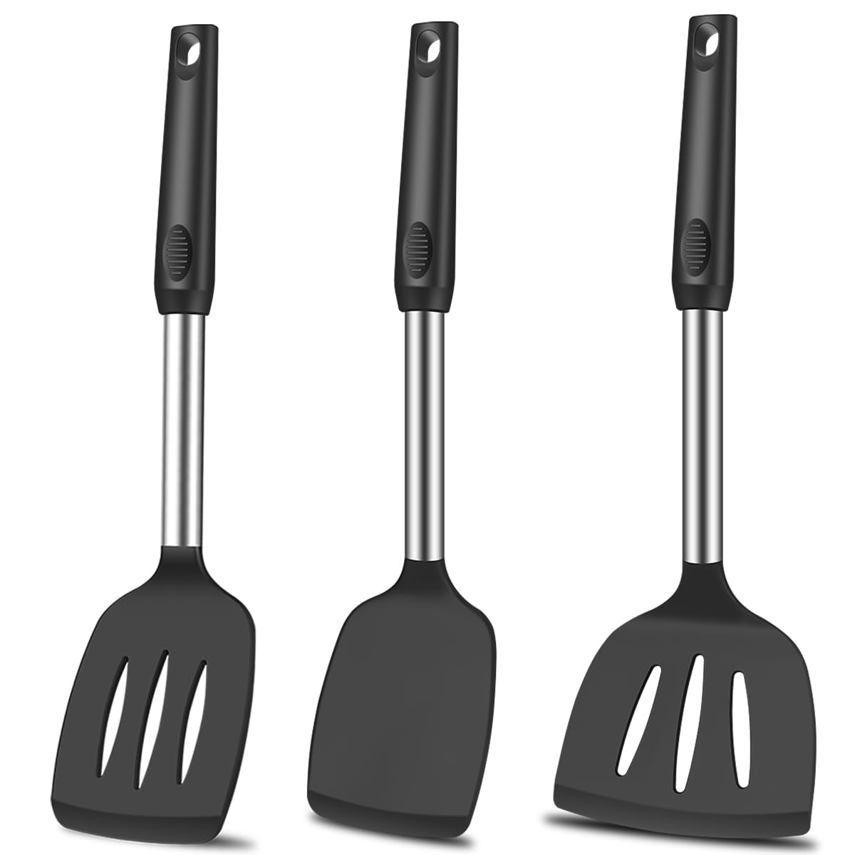Premium Silicone Spatula Set - 5-Piece Heat-Resistant Nonstick Kitchen Utensils with Turner, Fish Spatula & Egg Flipper for Cooking, Baking & Grilling - Safe for All Cookware Including Woks & Pans