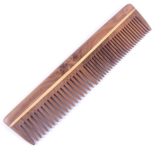 RAAYA Natural Neem Wood Comb for Men & Women - Anti-Dandruff Hair Brush for Scalp Massage & Hair Growth - Handcrafted Wooden Wide Tooth Comb (Pack of 1) - Perfect for Daily Hair Care & Styling at Home or Travel