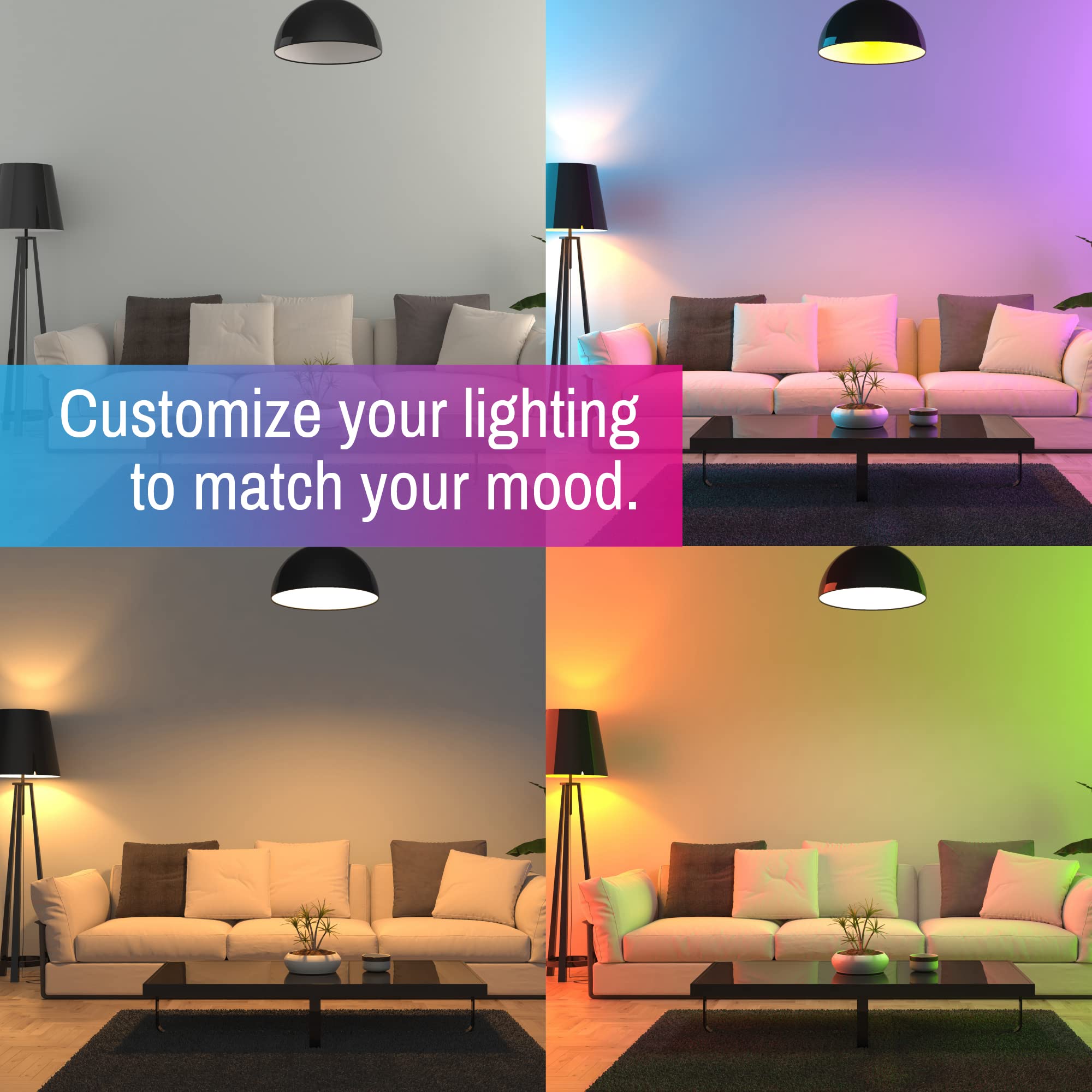 Smart Gen 2 A19 LED Bulb - 12 Pack RGB + Tunable White WiFi & Bluetooth Smart Bulbs - App Controlled, Dimmable 9W Programmable LED Lights for Home, Bedroom, Party & Holiday Decorations