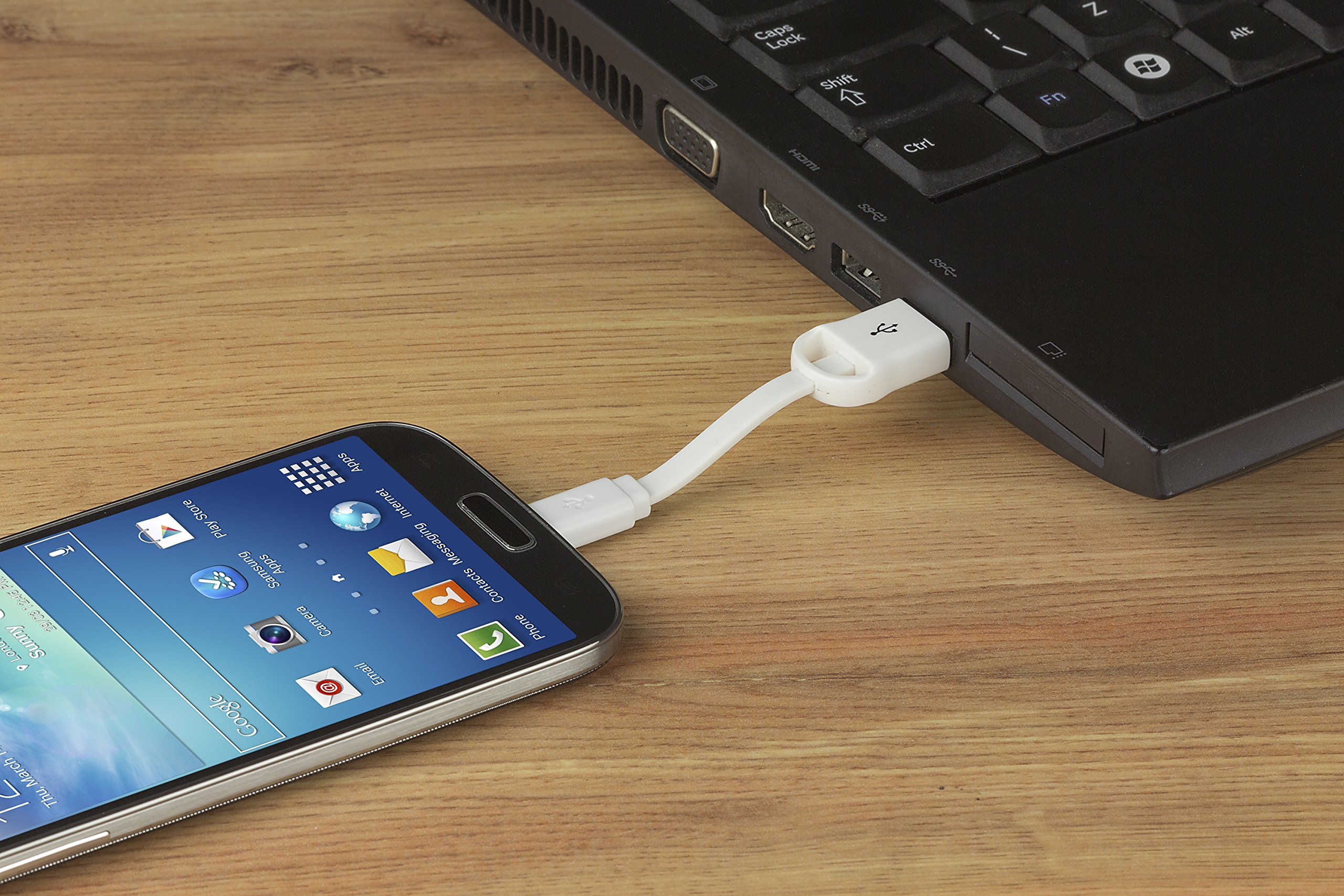 Micro USB Keyring Charging Cable - 3ft Portable Data & Power Cord for Android Phones, Tablets, GPS - Compatible with Wall & Car Chargers (White) - Perfect for Travel, Office & On-the-Go Charging