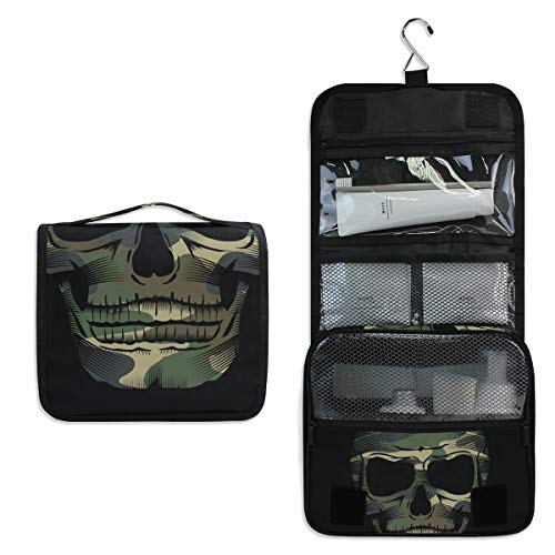 Camouflage Skull Toiletry Bag - Waterproof Travel Cosmetic Pouch for Women & Men, Perfect for Camping & Gym