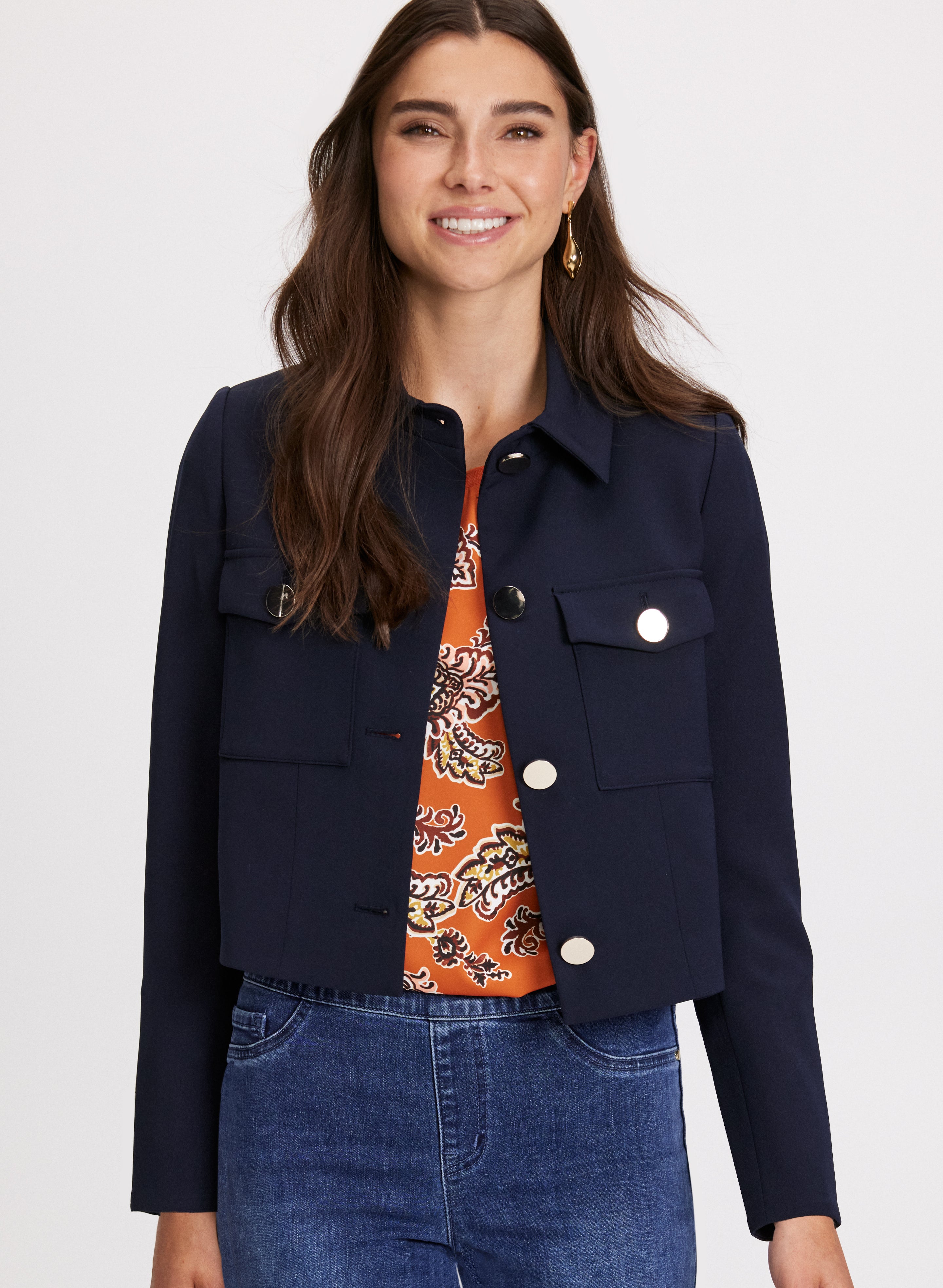 Women's Cropped Twill Jacket - Lightweight Casual Blazer for Spring & Fall | Perfect for Office Wear, Date Nights & Outdoor Activities