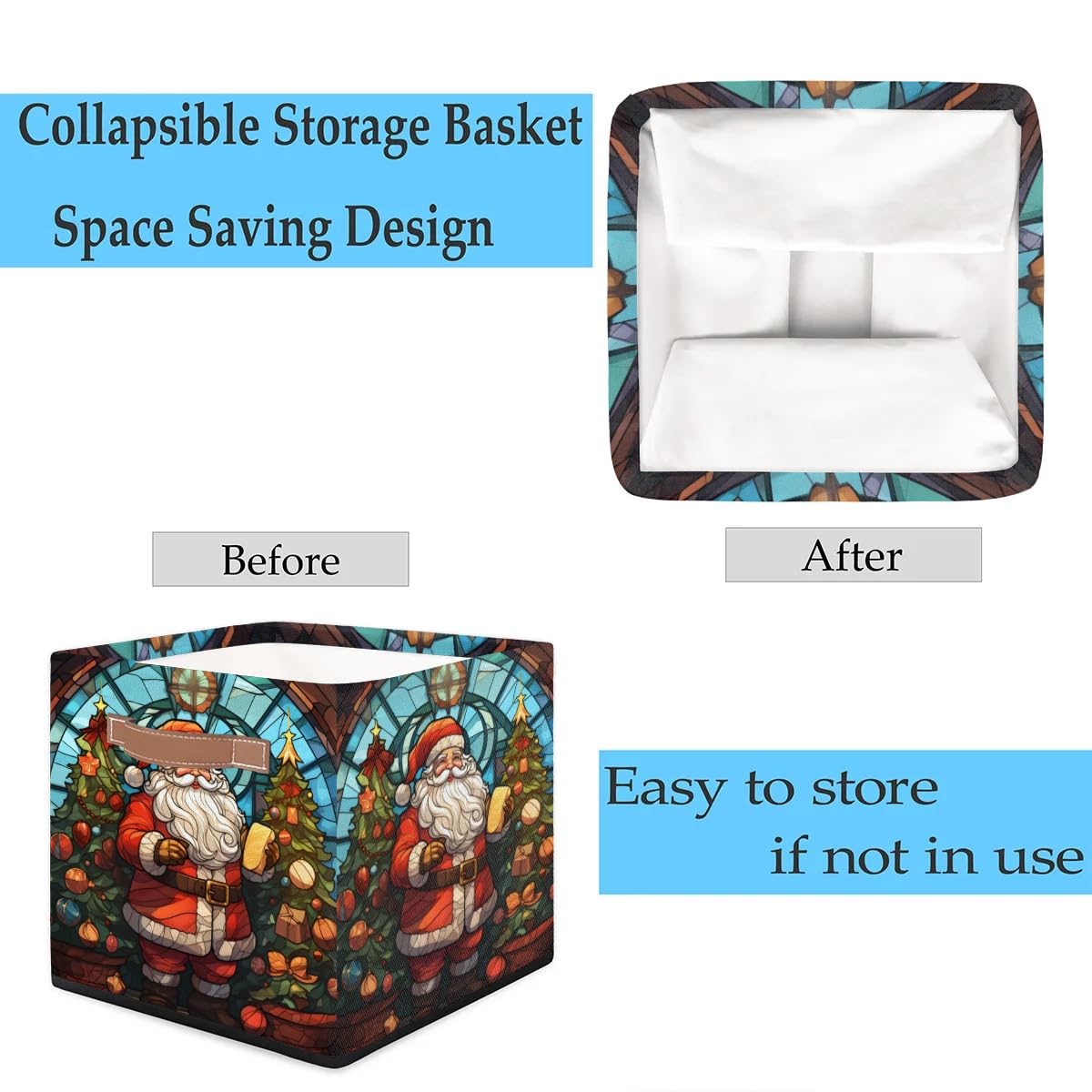 Collapsible Fabric Cube Storage Bins with Handles - Foldable Organizer Baskets for Shelves, Toys, Towels & Closet (Set of 6) - Perfect for Fireplace Decor, Holiday Storage & Home Organization