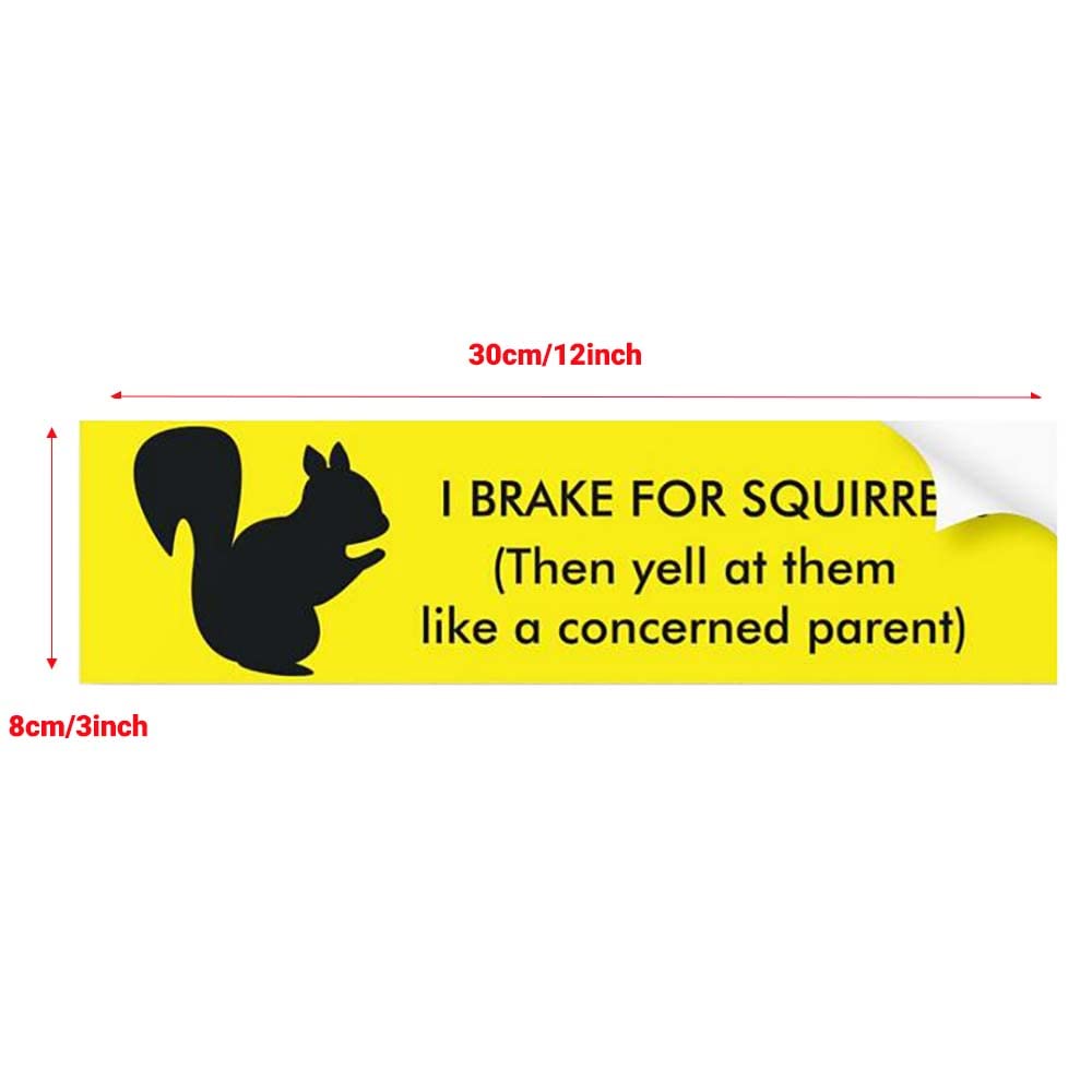 Funny Car Stickers & Decals - 'I Brake for Squirrels' Bumper Sticker & Window Decals for Cars, Trucks, SUVs | Waterproof Vinyl for Outdoor Use | Great for Commuting, Road Trips & Expressing Personality