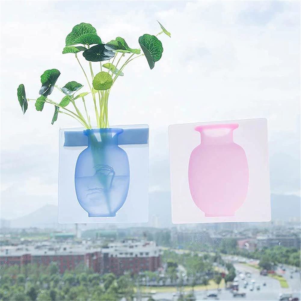 2/3/6Pcs Silicone Sticky Vase - Removable Wall & Fridge Magic Flower Holder for DIY Home Decor, Bouquet Storage, and Kitchen Organization (2Pcs) | Perfect for Small Spaces, Apartments, and Creative Gift Ideas
