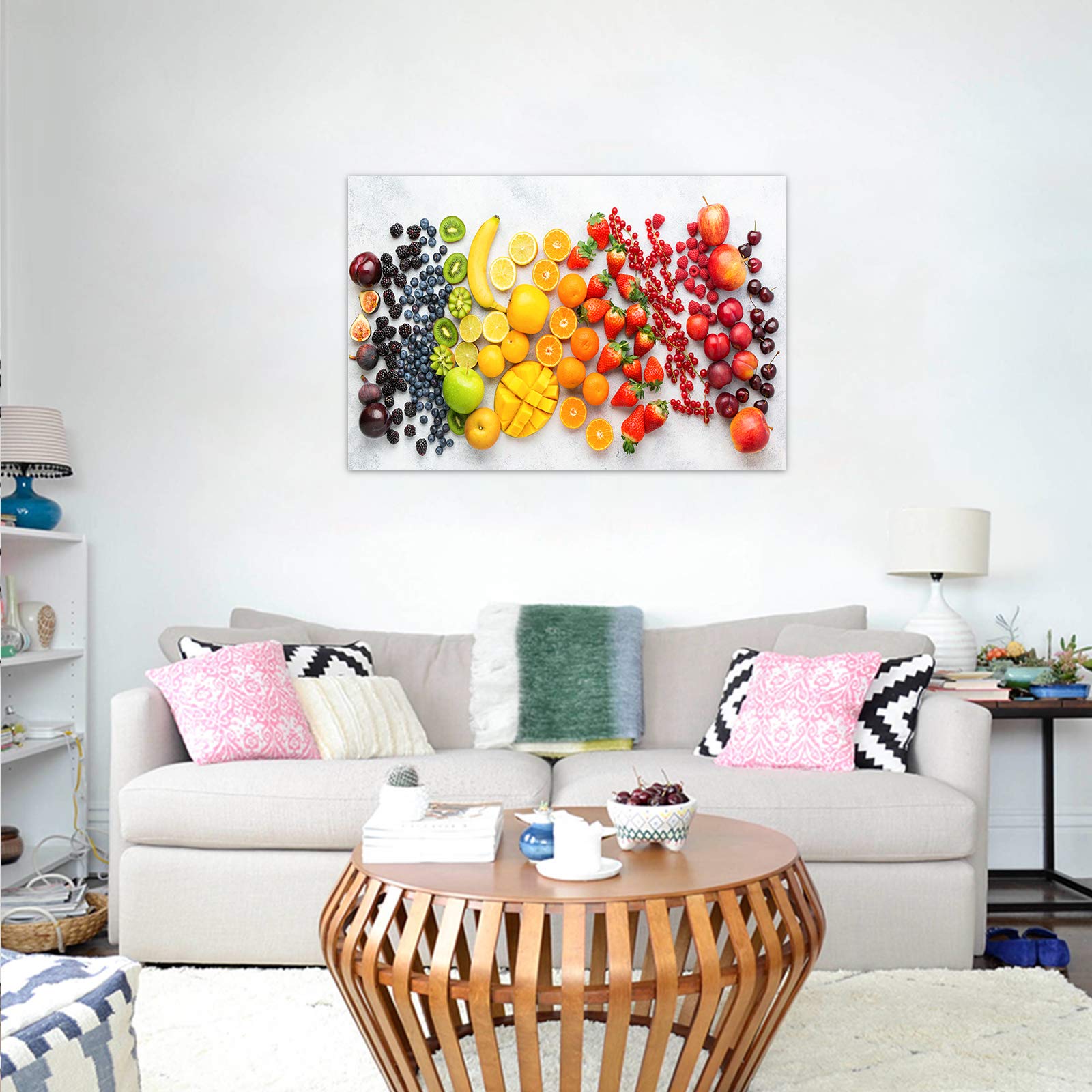 GUTTATY Kitchen Canvas Wall Art - Framed Fruit Painting for Dining Room & Home Decor, Healthy Food Artwork for Kitchen & Restaurant - Ready to Hang (28x40 Inches) - Perfect for Farmhouse, Modern & Rustic Interior Design