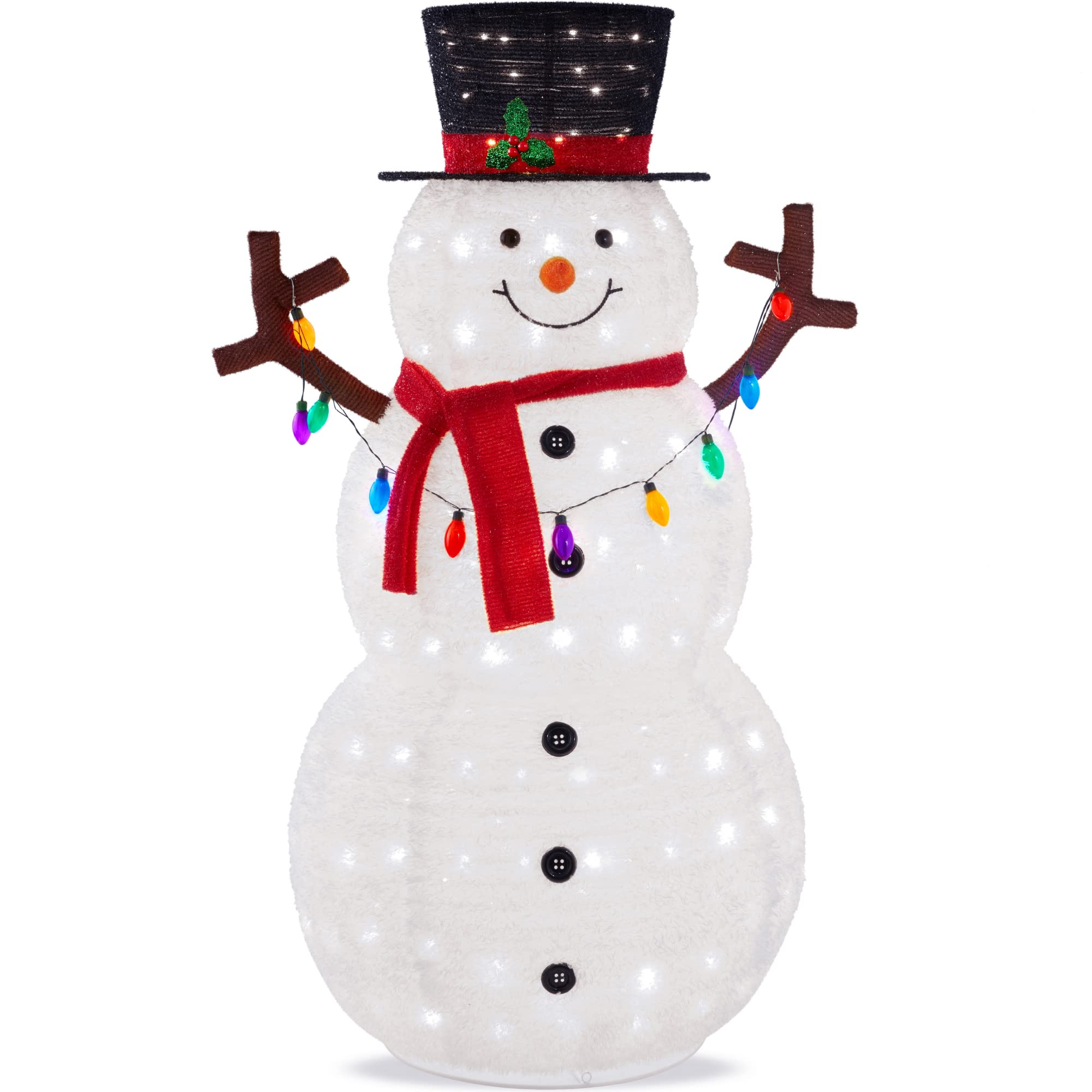 Best Choice Products 8ft LED Lighted Pop-Up Snowman Outdoor Christmas Decoration - Large White Inflatable Holiday Yard Decor with 350 Multicolor Lights, Hat & Scarf - Perfect for Front Lawn, Garden, and Holiday Party Decorations