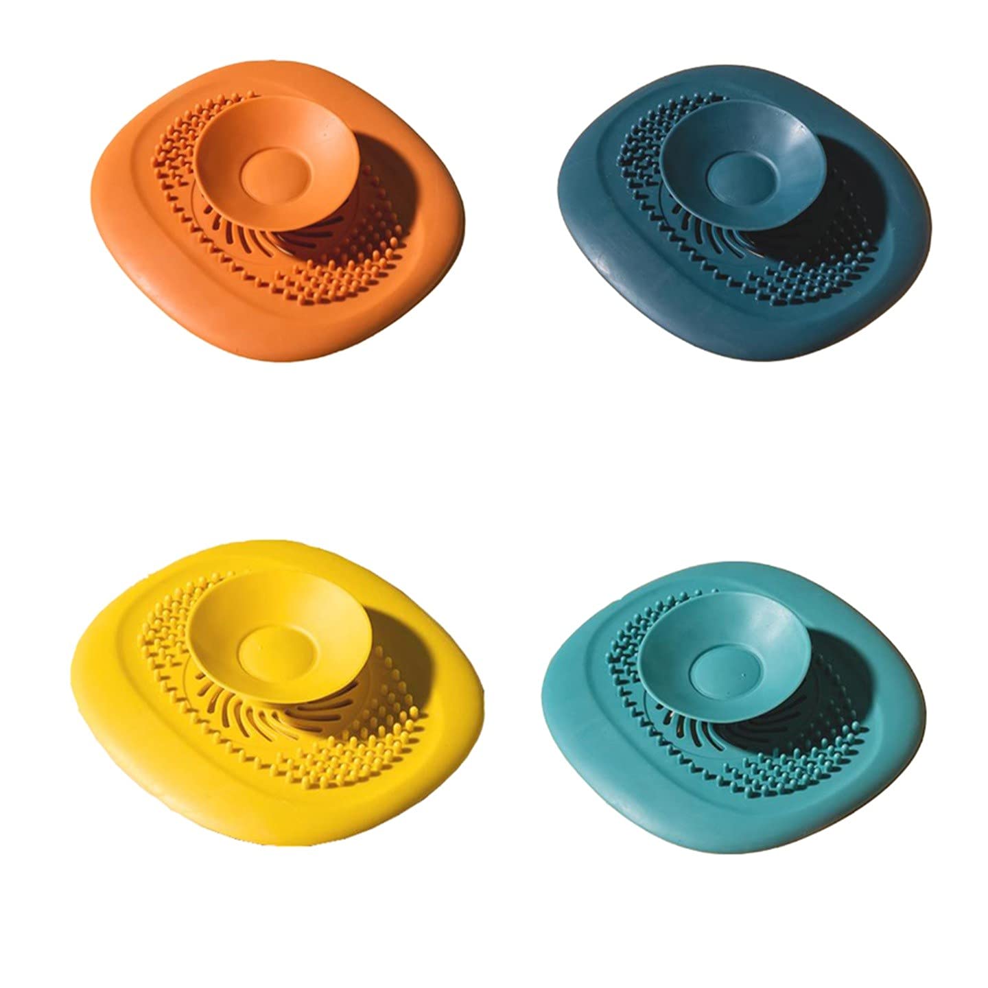 4-Pack Universal Silicone Drain Strainer - Anti-Clog Shower & Sink Hair Catcher for Kitchen, Bathroom Floor Drain - Home Cleaning Accessories (Perfect for Showers, Sinks, Bathtubs & Laundry Rooms)