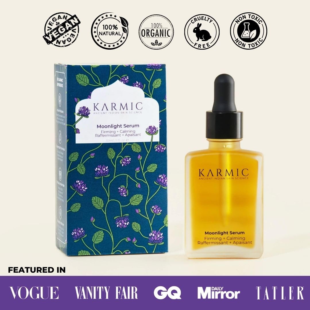 Karmic Skin Anti-Aging Face Serum with Bakuchiol & Vitamin C | Wrinkle Treatment, Dark Spot Corrector, Hyperpigmentation Night Cream | Natural Retinol Alternative | Hydrating Collagen Boosting Facial Oil | Perfect for Nighttime Skincare Routine & Anti-Aging Regimen