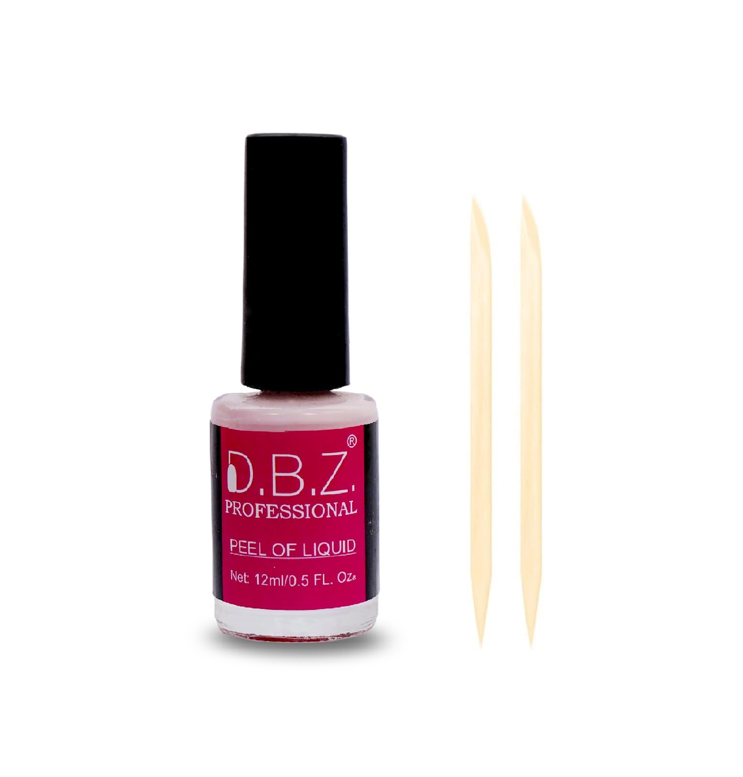 D.B.Z.® 12ml Nail Peel Off Liquid Tape Set – Latex Cuticle Guard & Skin Barrier for Gel Manicure, Includes 2 Free Wooden Cuticle Sticks | Perfect for Nail Art, Polish Protection & DIY Manicures at Home