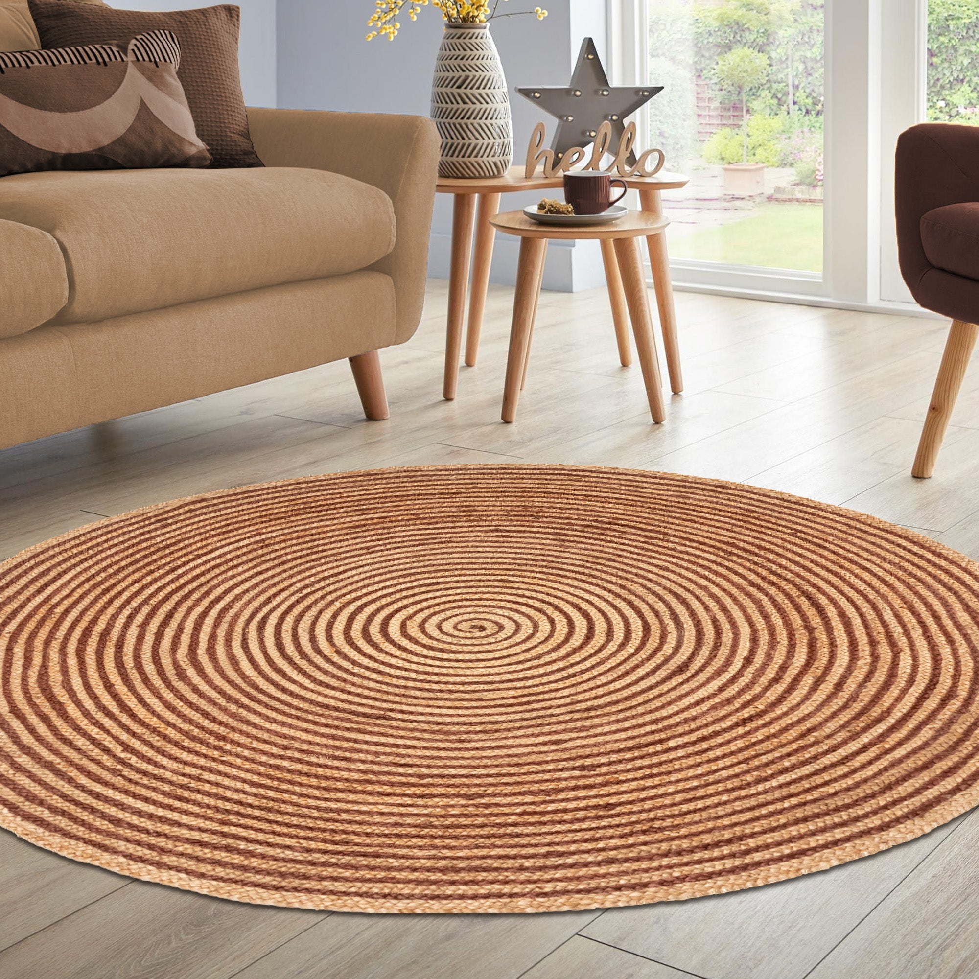 Braided Jute Reversible Handwoven Rug - Natural Fiber Indoor/Outdoor Area Rug for Living Room, Bedroom, Patio & Deck - Eco-Friendly Home Decor