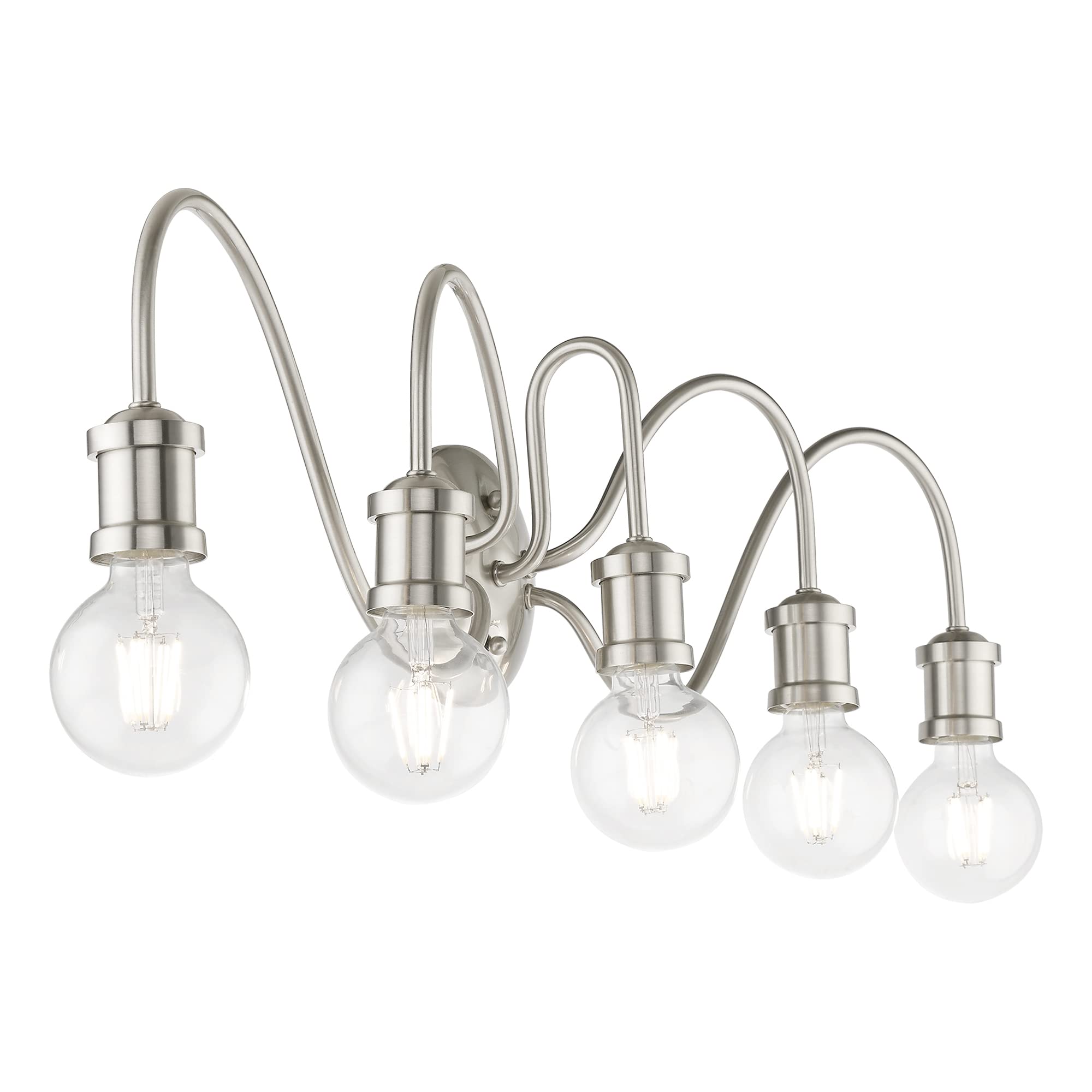 Livex Lighting 16575-91 Lansdale 5-Light Large Bathroom Vanity Sconce in Brushed Nickel - 33.5