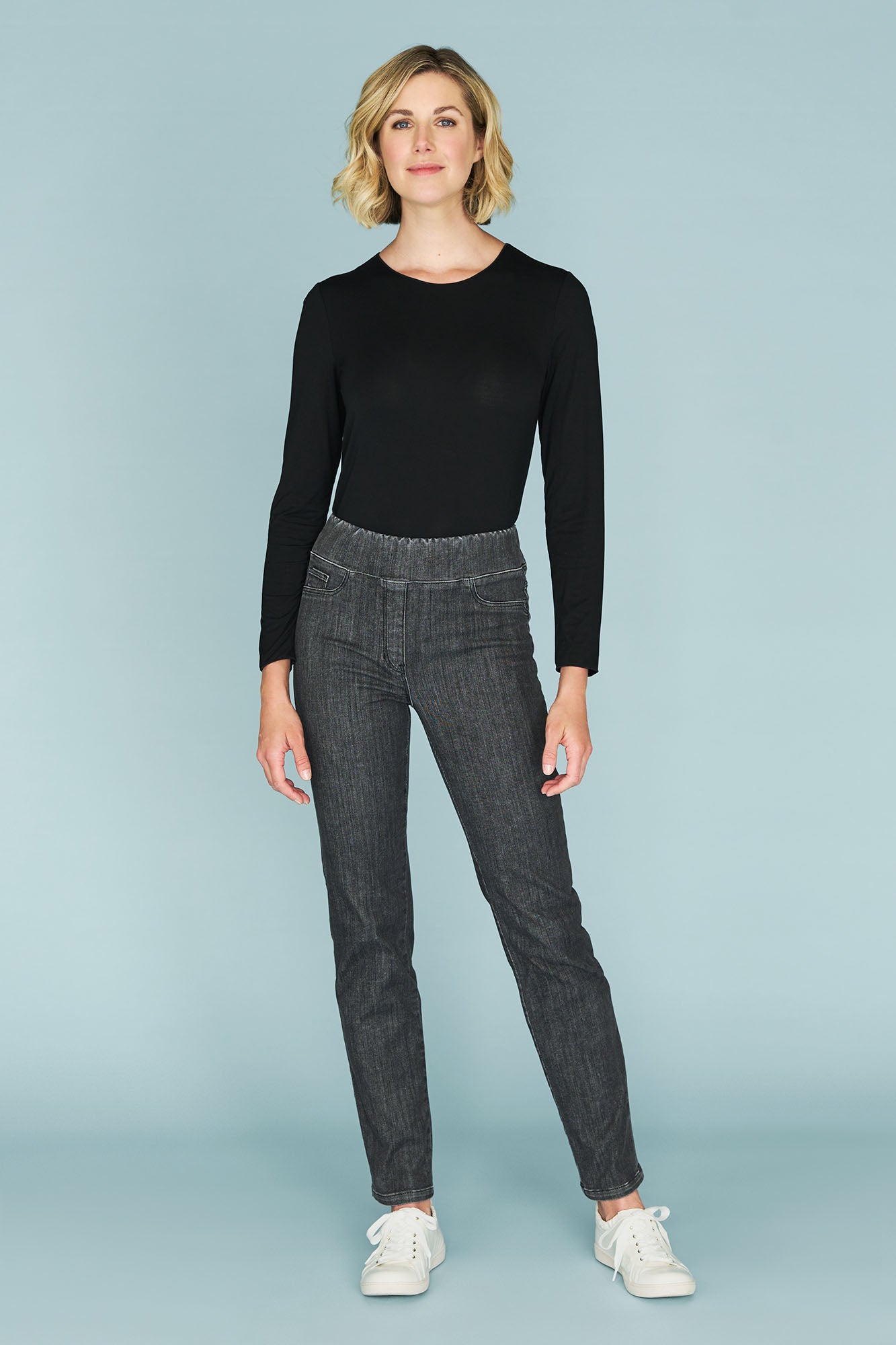 Bengajean® Women's Straight Leg Jeans - Deep Grey Wash | Comfortable & Stylish for Everyday Wear, Office, and Casual Outings