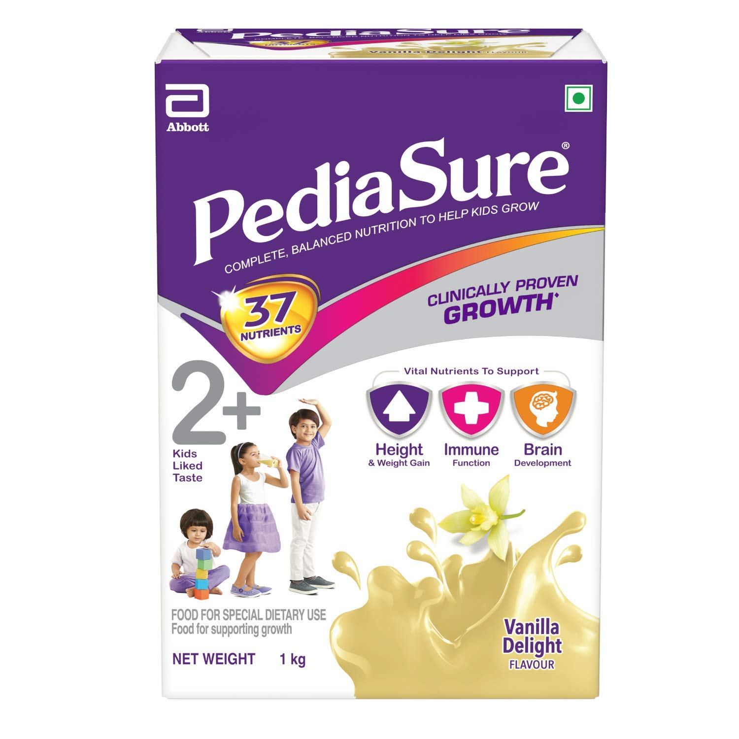PediaSure Vanilla Delight Nutritional Drink Powder 1Kg (35.2Oz) in Plastic Jar - Complete Nutrition for Kids Ages 2-10 Years - Supports Growth & Immune Health - Perfect for Breakfast, Snacks or Picky Eaters