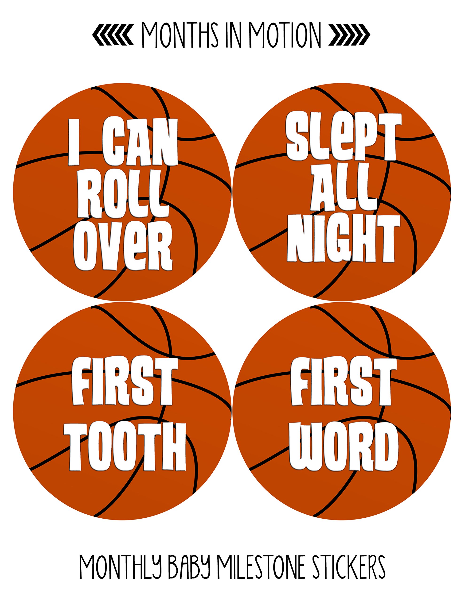 Baby Monthly Milestone Stickers for Boys - Newborn Growth Tracking Stickers - Basketball Theme Baby Boy Stickers - 20-Pack Set - Perfect for Baby Photo Shoots, Scrapbooking & First Year Memory Keepsakes