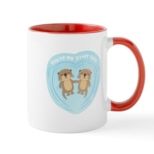 White/Red Inside - You Are My Otter Half Love Pun Humor Mugs