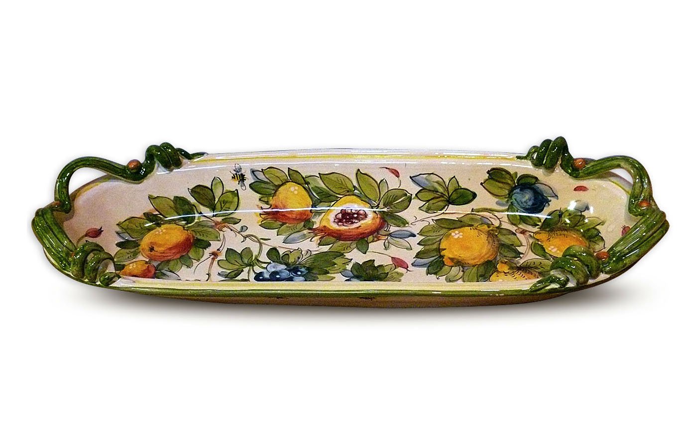 Hand Painted Italian Toscana Bees Tray with Handles - Rustic Farmhouse Decor for Kitchen, Dining, or Gift Giving