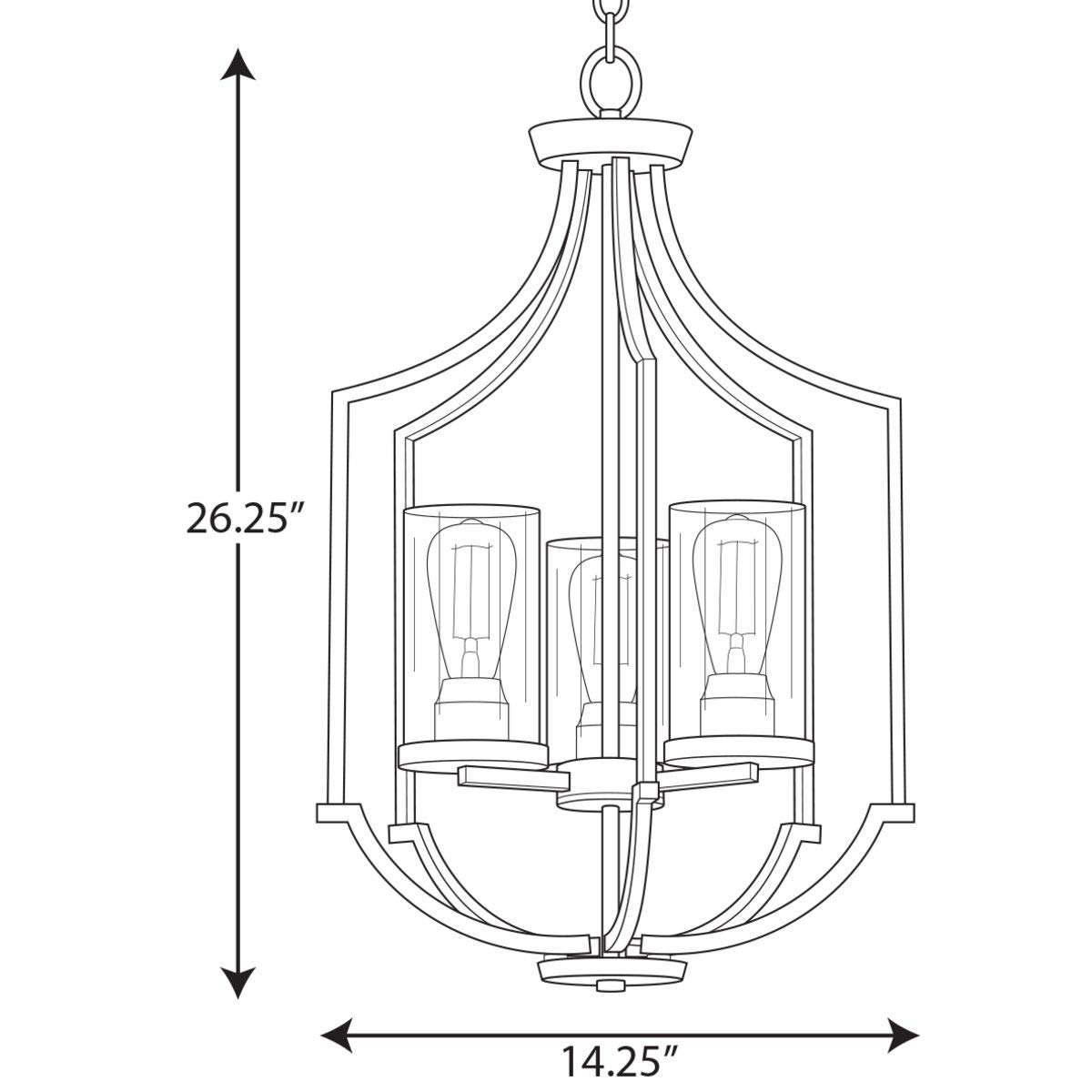 Progress Lighting Lassiter Collection 3-Light Brushed Nickel Foyer Chandelier - Modern Entryway Lighting Fixture for Hallway, Staircase & Home Decor