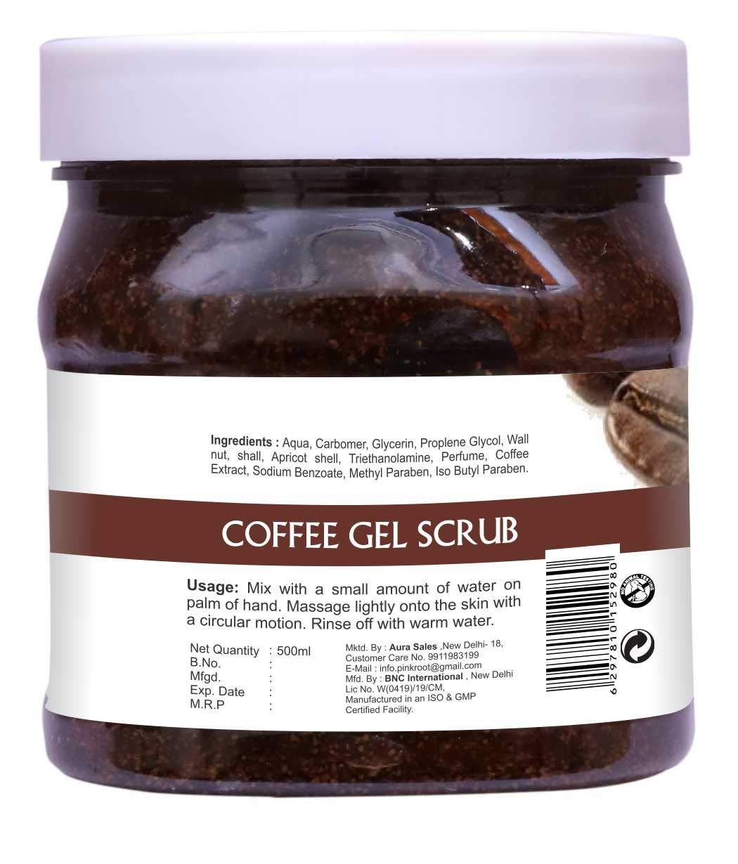 Pink Root Lemon Massage Gel & Coffee Scrub Set - 500ml Each for Relaxation & Exfoliation - Perfect for Spa Day, Body Care & Self-Care Routine