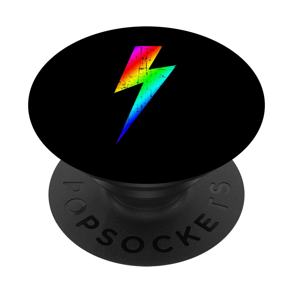 Vintage Rainbow Lightning Bolt LGBTQ Gay Pride Gift - Swappable PopSockets PopGrip for Phones & Tablets | Perfect for iPhone, Android, iPad Cases & LGBTQ Support Accessories