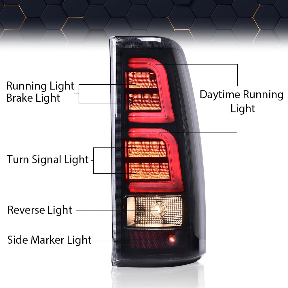 PIT66 LED Tail Lights Replacement for Chevy Silverado 2003-2006 - Smoked Lens with Wiring Harness - Compatible with GM2800174 & GM2801174 - Upgrade Your Truck's Style & Safety for Night Driving