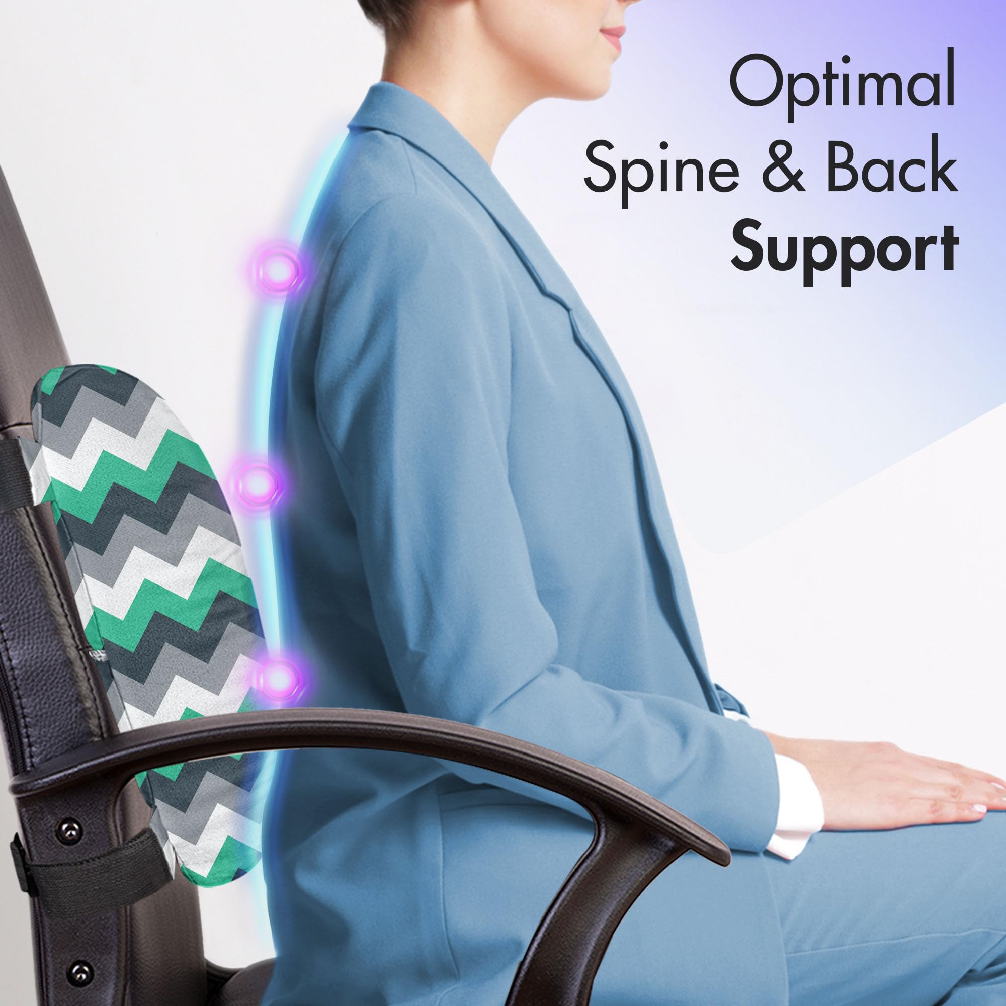 Ambesonne Chevron Lumbar Support Pillow - High Density Foam for Office Chair & Car Seat - 14