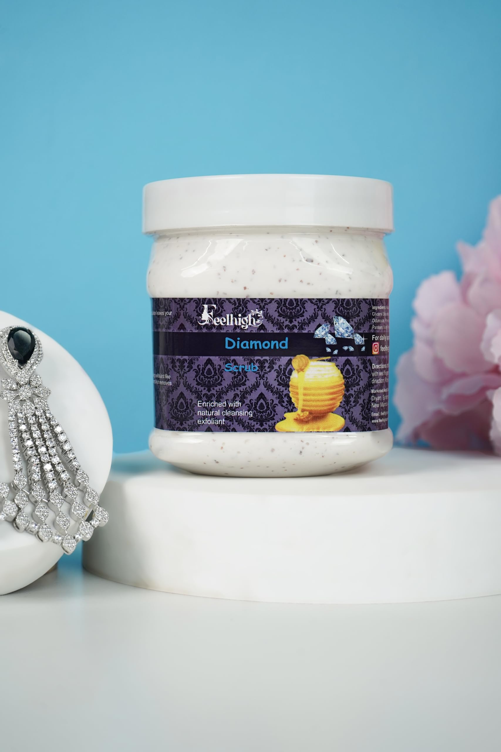 Feelhigh Diamond Facial Combo Set - Exfoliating Scrub, Moisturizing Cream, Revitalizing Gel & Nourishing Mask - Complete Skincare Kit for Men & Women (4-Piece Set) - Perfect for Daily Routine, Spa Days & Gift Giving