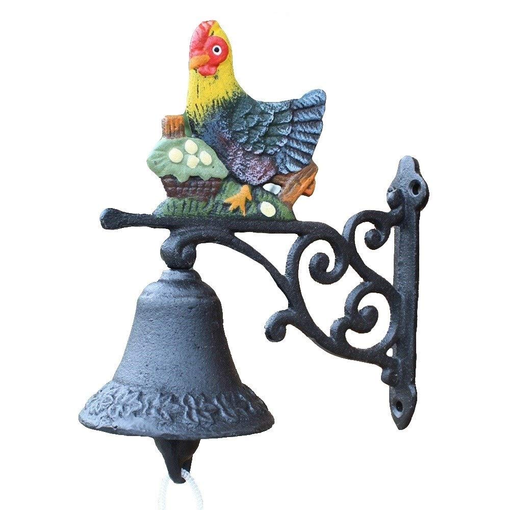 Vintage Cast Iron Wall Mount Dinner Bell - Rustic Dragon Design Doorbell for Garden, Yard & Home Decor (6.7x6.7x3.2 Inches) - Perfect for Farmhouse, Cabin & Outdoor Entryway