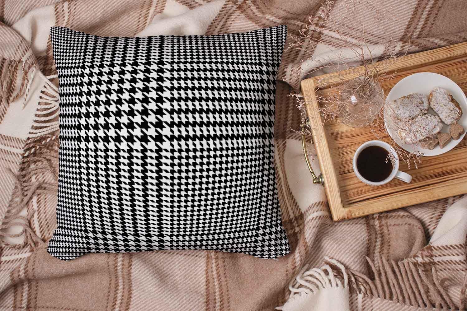 20x20 Inch Plaid Abstract Geometric White and Black Tartan Stripe Pillow Covers - Soft Sofa Cushion Protectors for Living Room, Bedroom Decor - Square Throw Pillow Cases for Home Styling & Comfort