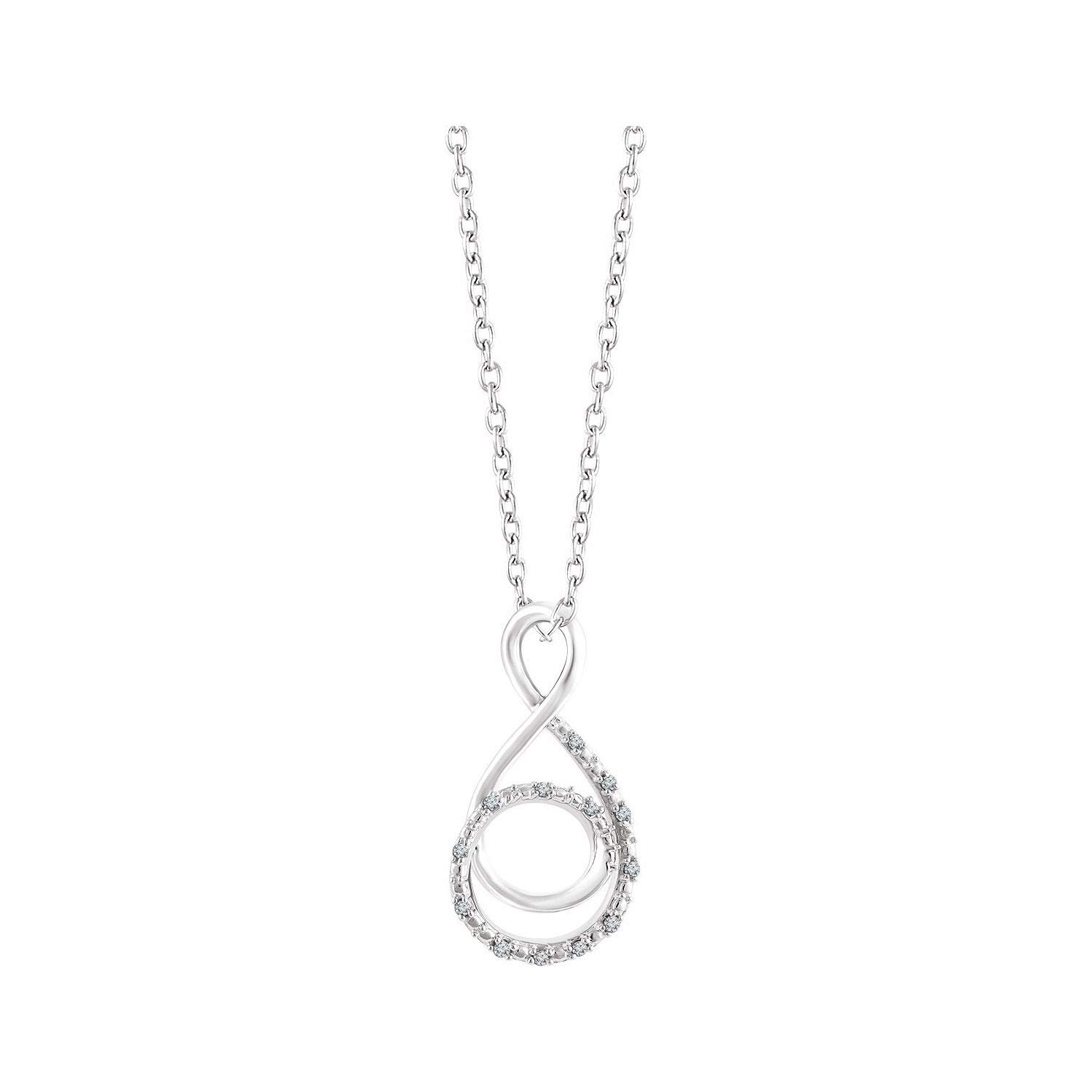 925 Sterling Silver .05 CTW Diamond Freeform Pendant Necklace - 18 Inch Women's Jewelry for Everyday Wear & Special Occasions