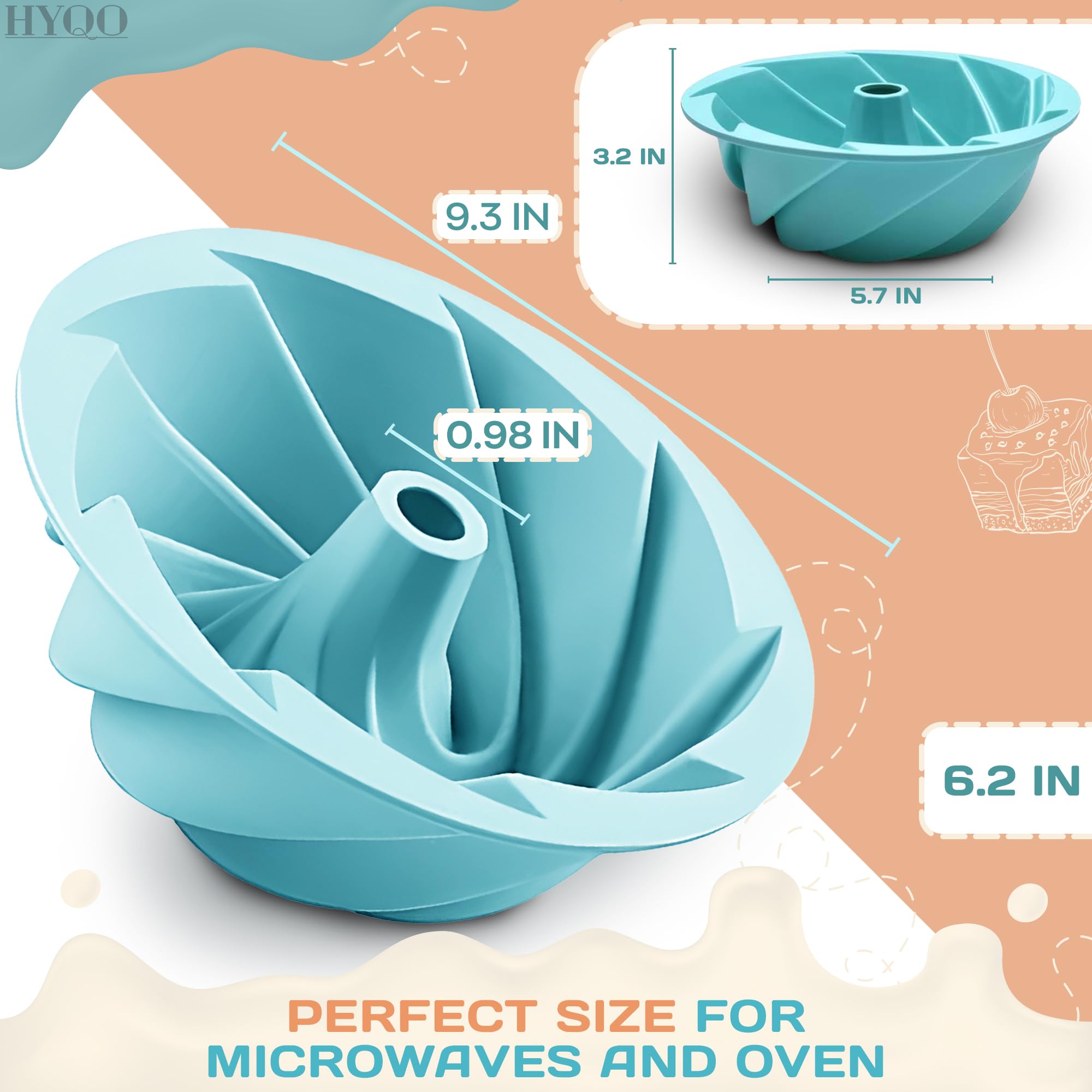 Non-Stick Silicone Bundt Cake Pan - 10 Inch Round Baking Mold for Homemade Cakes, Bread & Muffins | Dishwasher Safe & Heat Resistant | Perfect for Birthday Parties, Holiday Baking & Family Gatherings
