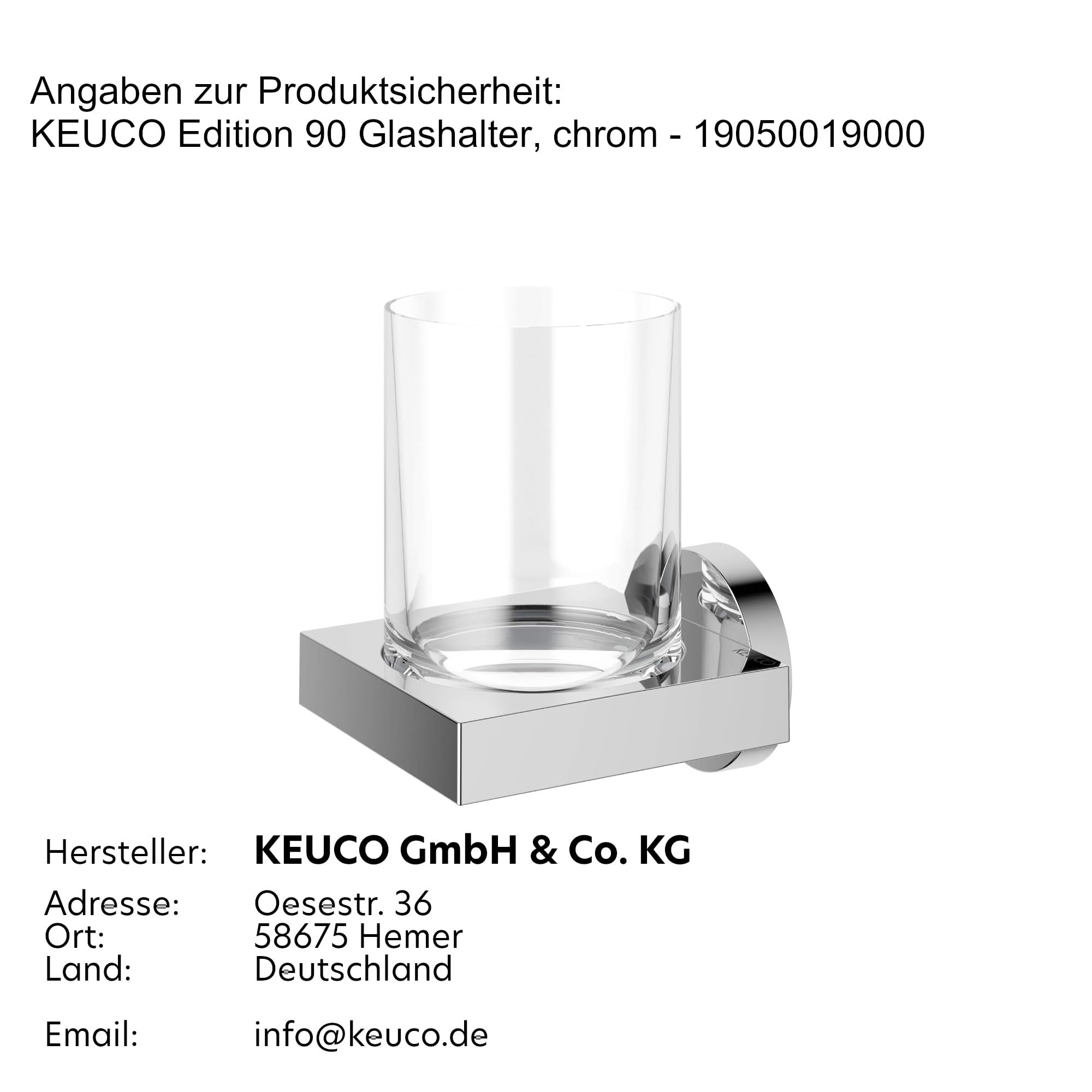 Keuco Edition 90 Tumbler Holder - Premium Polished Chrome Bathroom Accessory for Modern Homes & Luxury Hotels